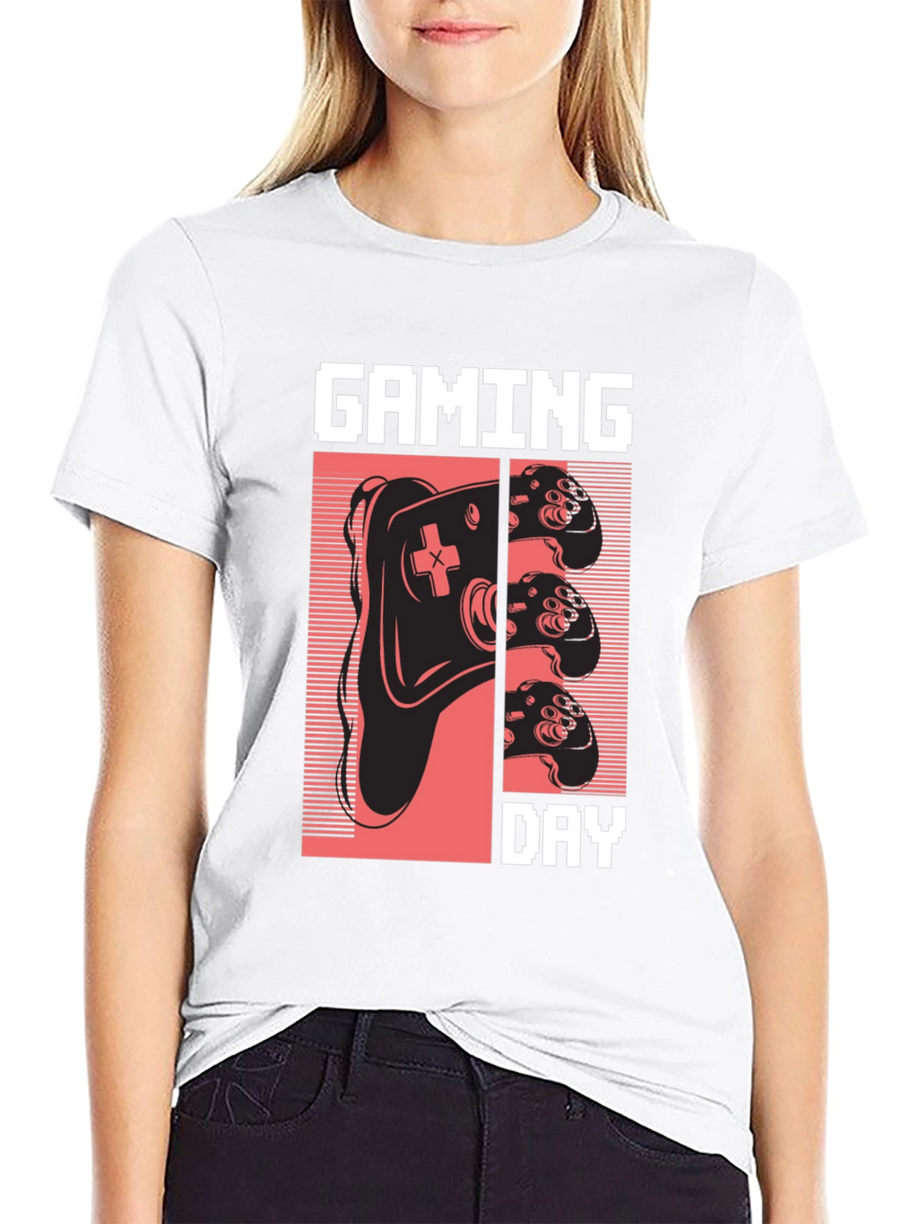 Camiseta Gaming Day Negra Algodón Diseño Retro