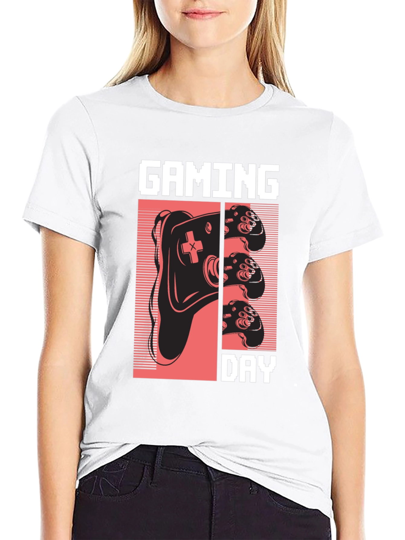 Camiseta Gaming Day Negra Algodón Diseño Retro