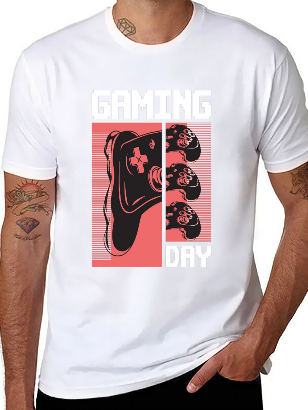 Camiseta Gaming Day Negra Algodón Diseño Retro
