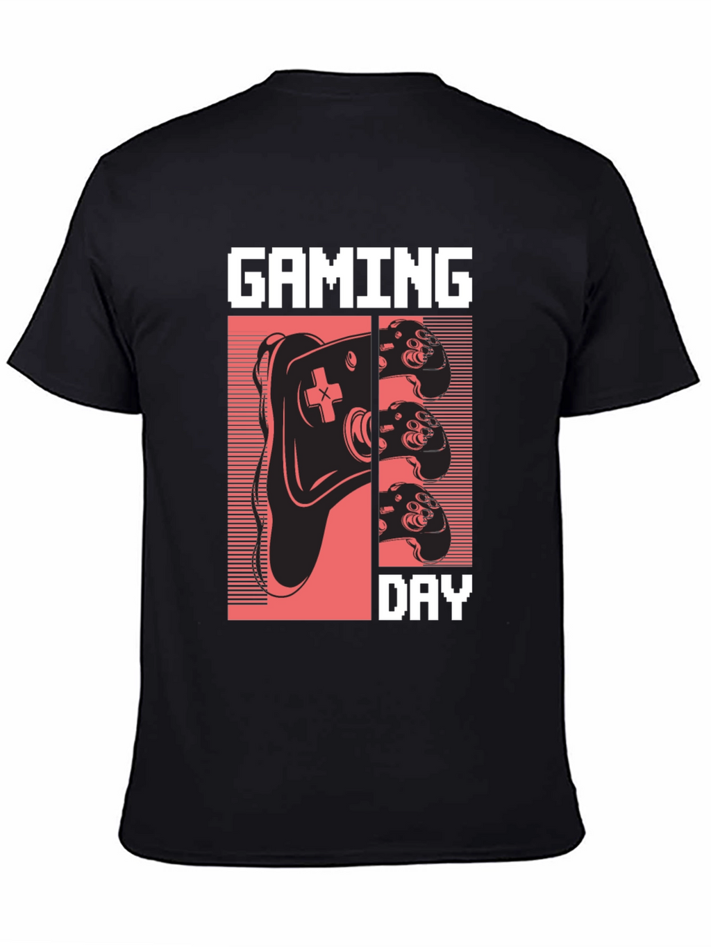 Camiseta Gaming Day Negra Algodón Diseño Retro
