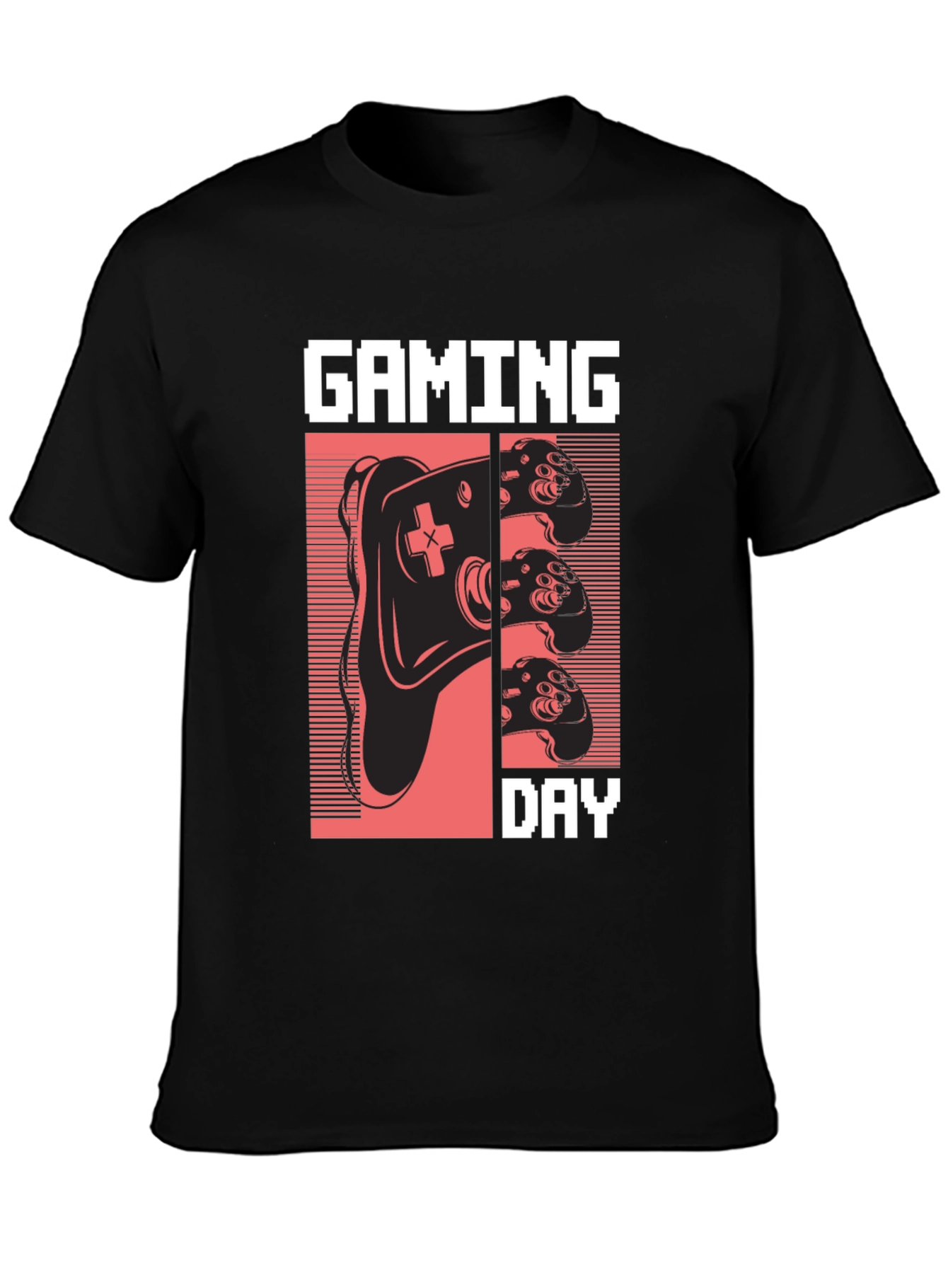 Camiseta Gaming Day Negra Algodón Diseño Retro