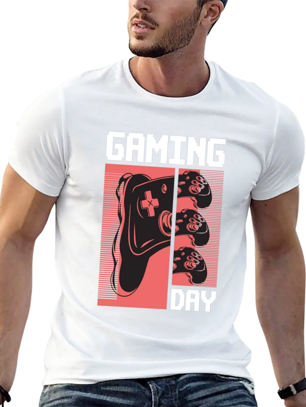 Camiseta Gaming Day Negra Algodón Diseño Retro