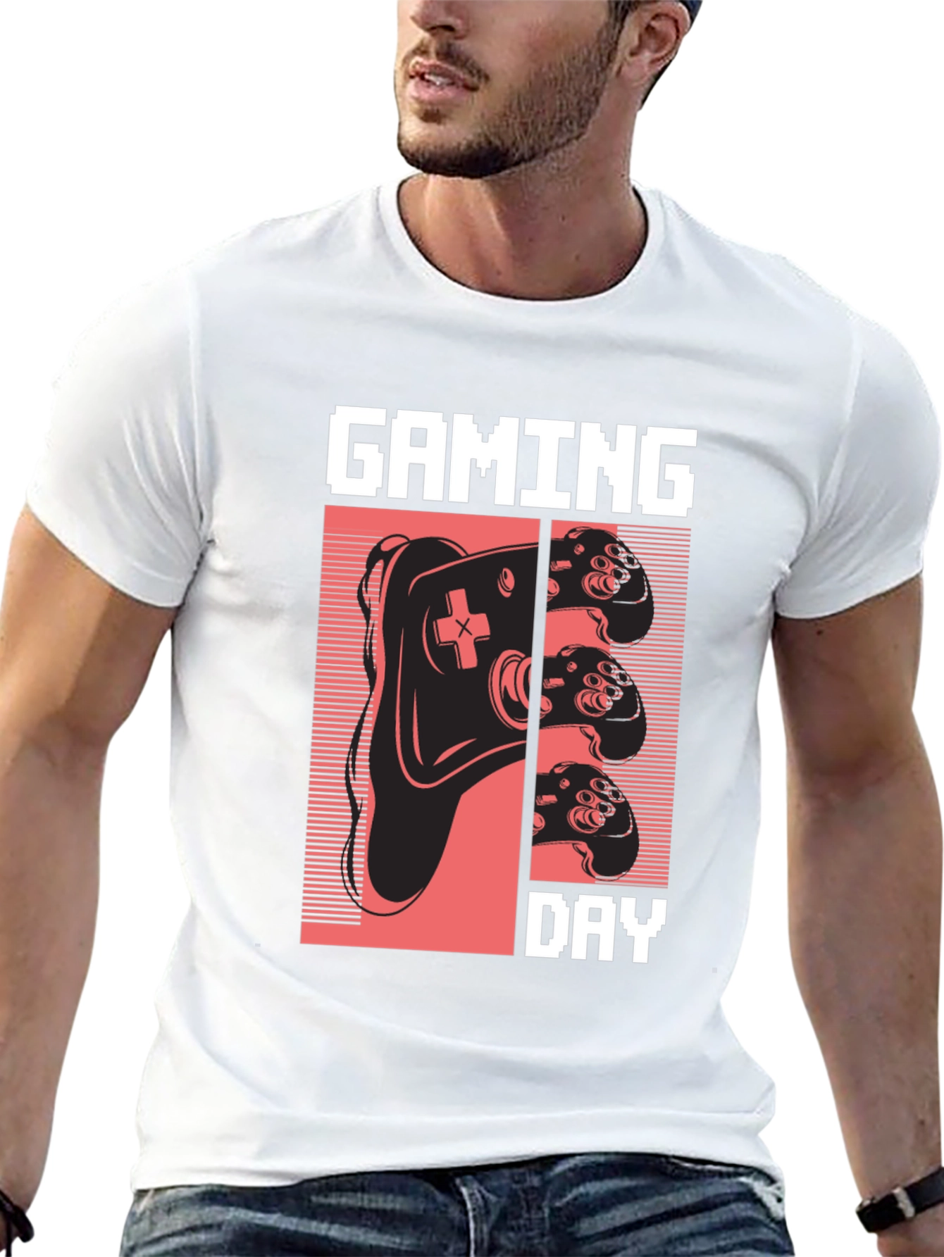 Camiseta Gaming Day Negra Algodón Diseño Retro