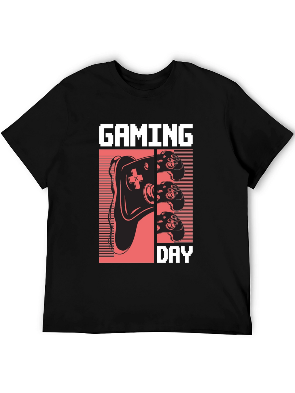 Camiseta Gaming Day Negra Algodón Diseño Retro