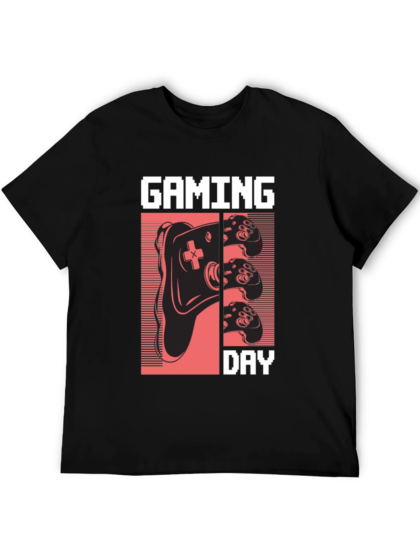 Camiseta Gaming Day Negra Algodón Diseño Retro
