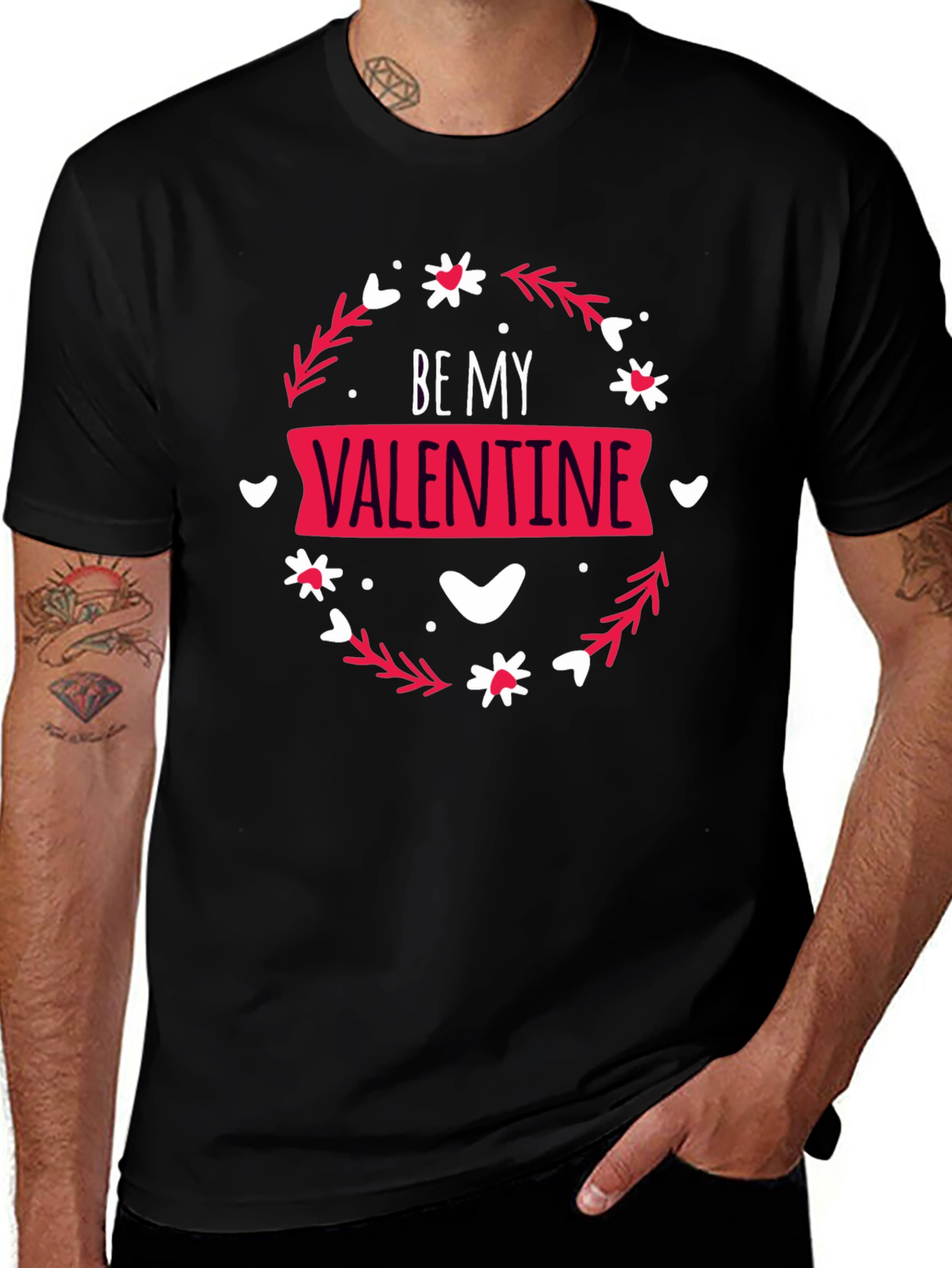 Camiseta Negra Be My Valentine para Hombre
