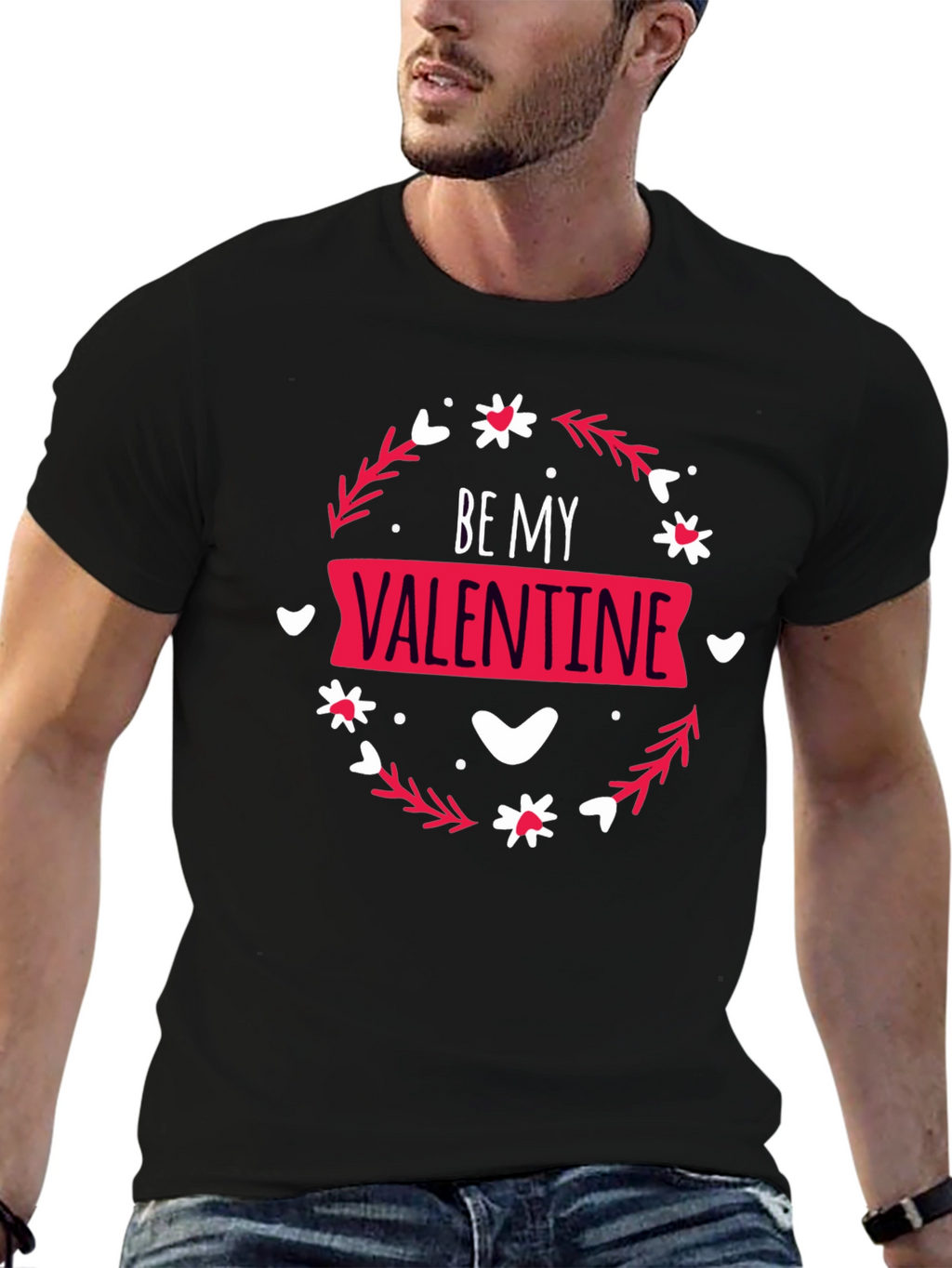Camiseta Negra Be My Valentine para Hombre