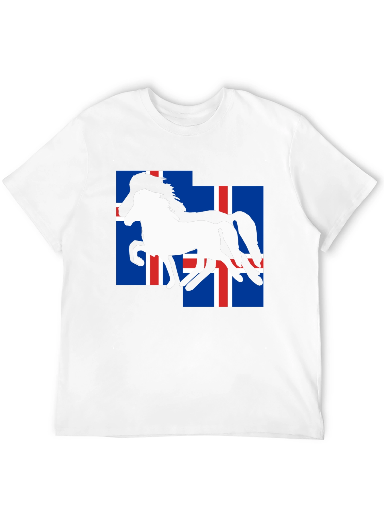 Camiseta Negra con Diseño de Caballo y Bandera Islandesa
