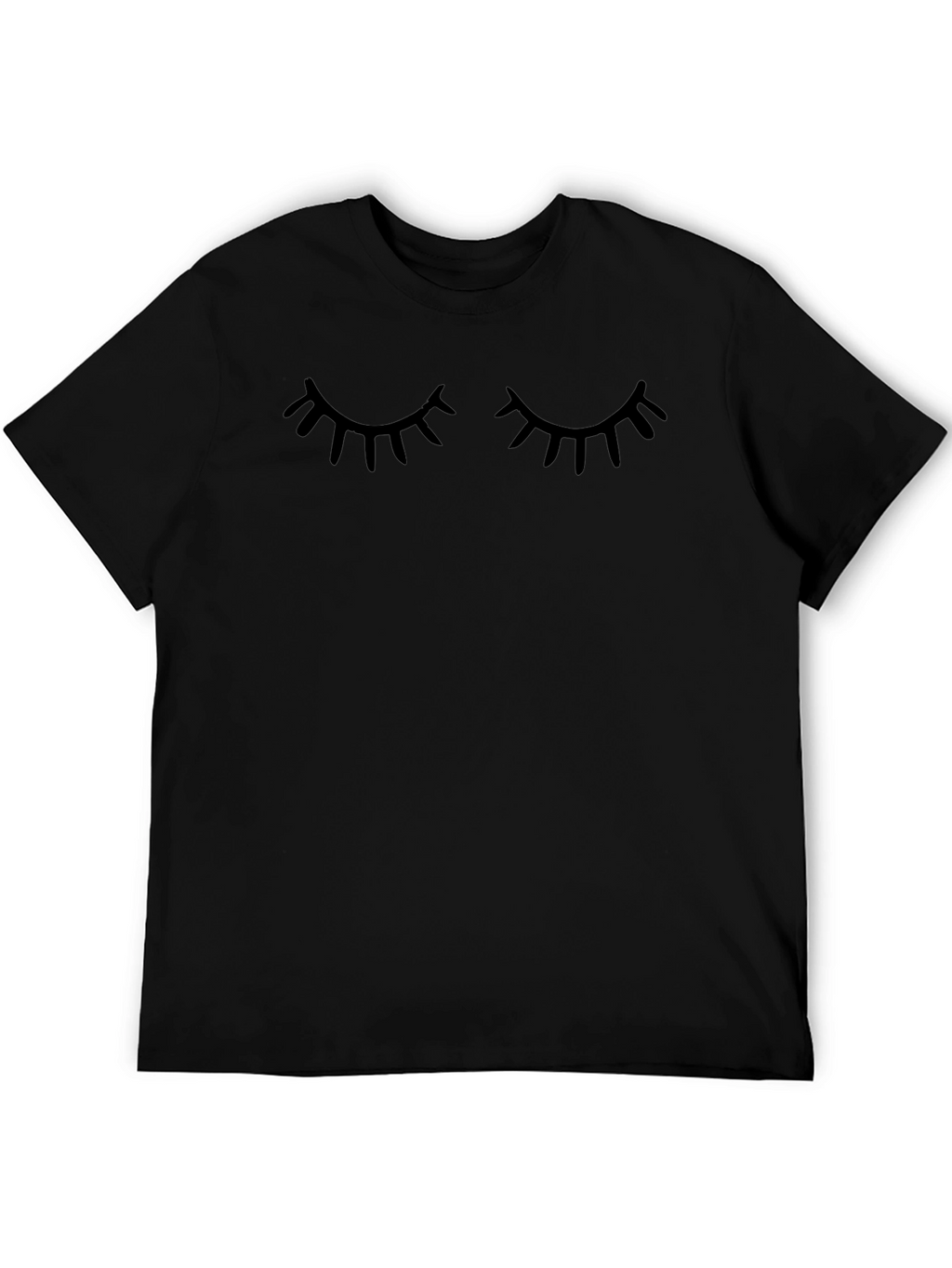 Camiseta Negra con Diseño de Ojos Cerrados