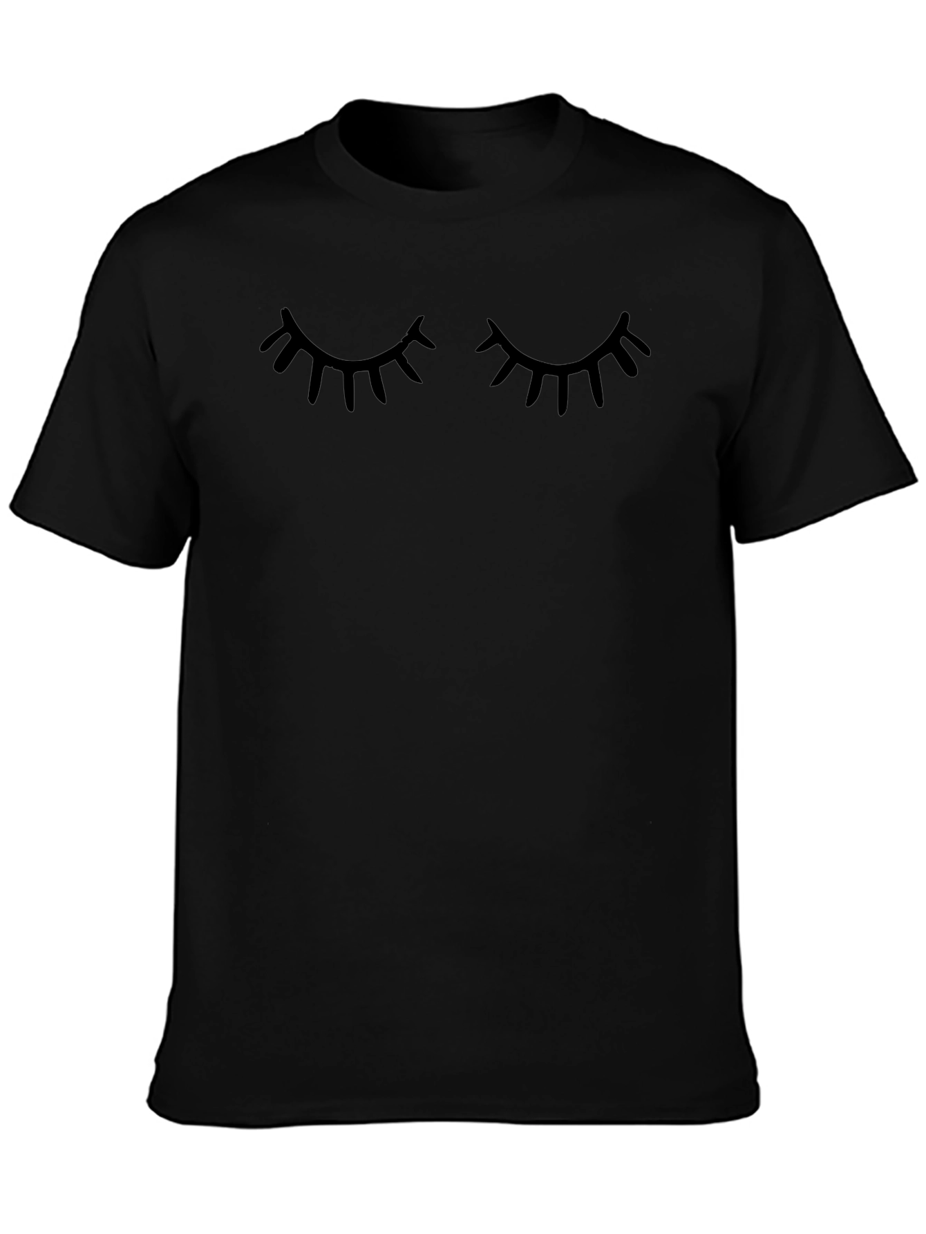 Camiseta Negra con Diseño de Ojos Cerrados