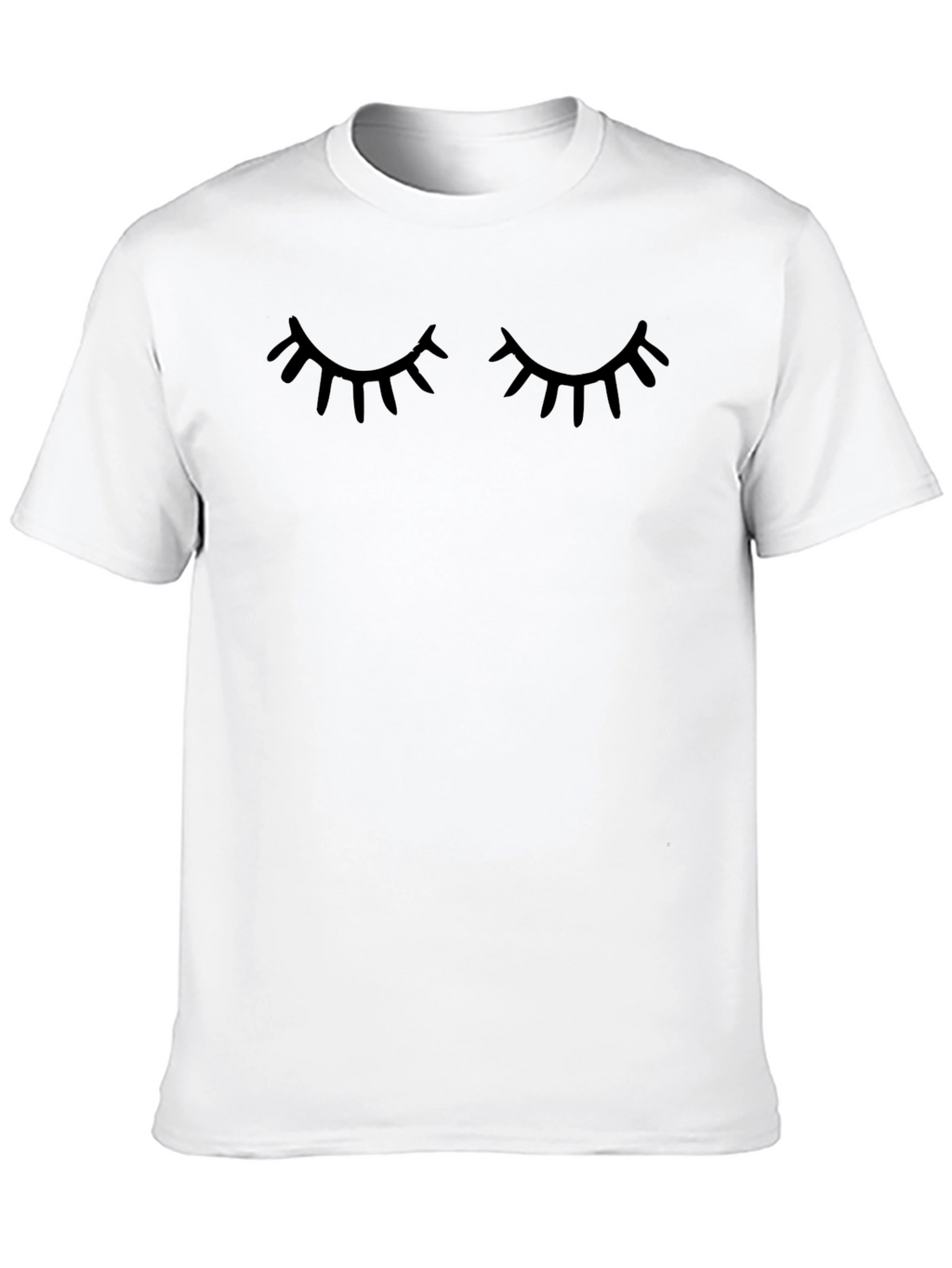 Camiseta Negra con Diseño de Ojos Cerrados