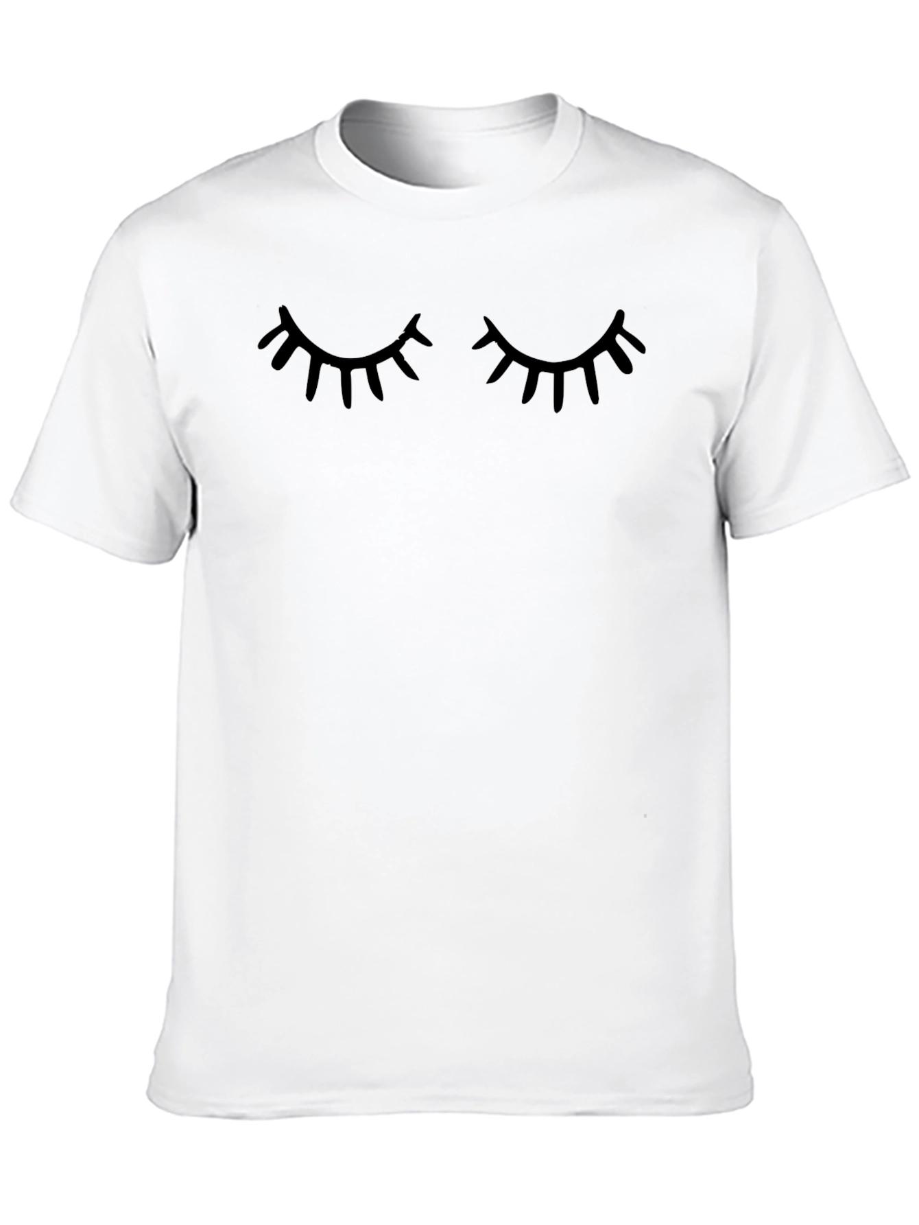 Camiseta Negra con Diseño de Ojos Cerrados