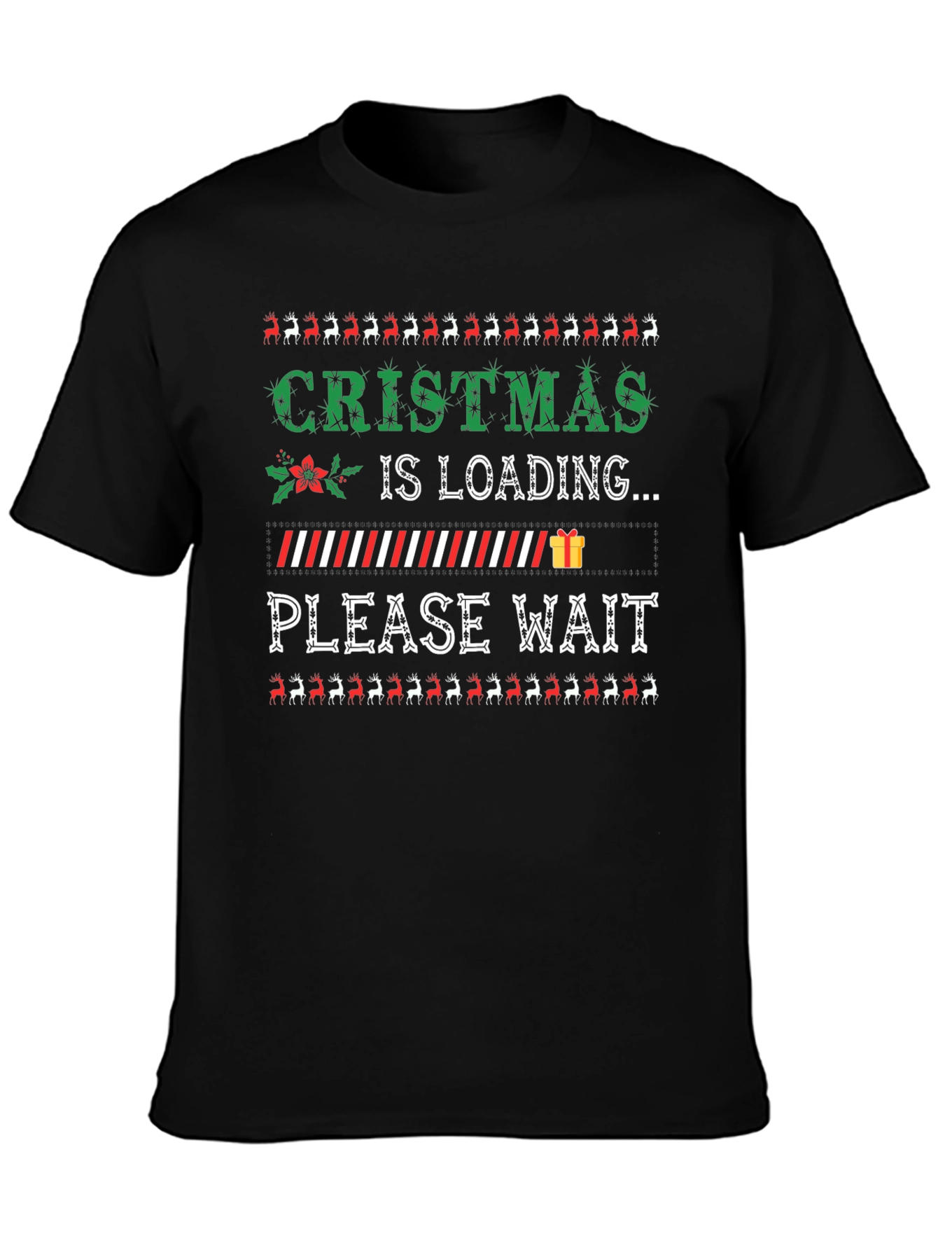 Camiseta Navideña Cargando Navidad Negra