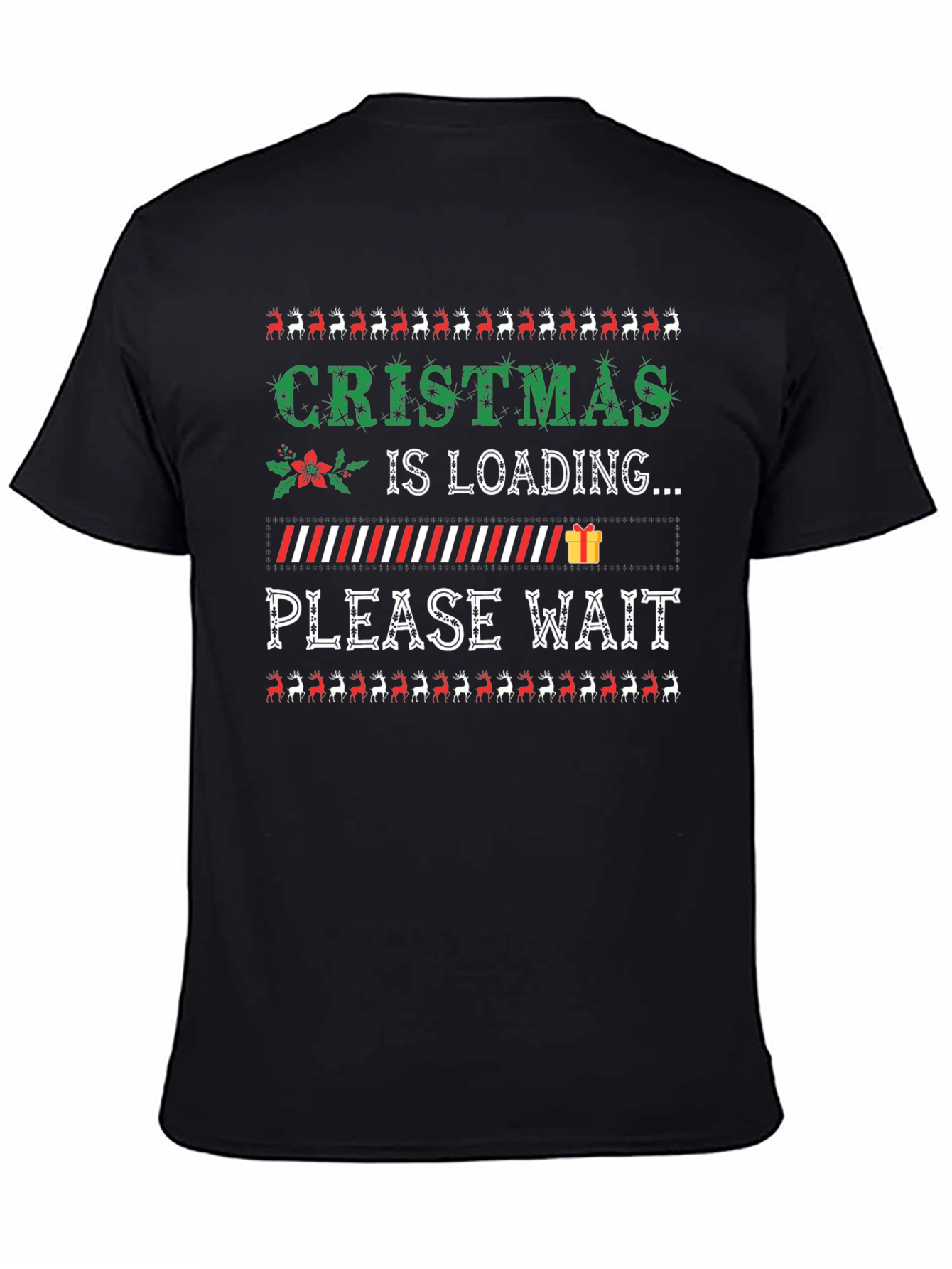 Camiseta Navideña Cargando Navidad Negra