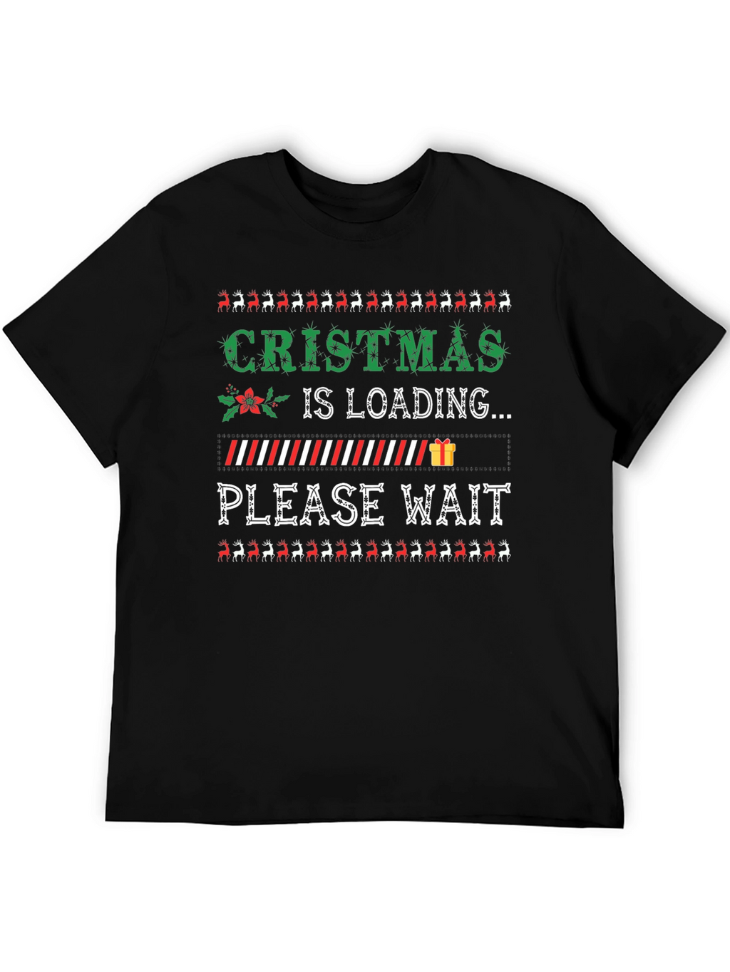 Camiseta Navideña Cargando Navidad Negra