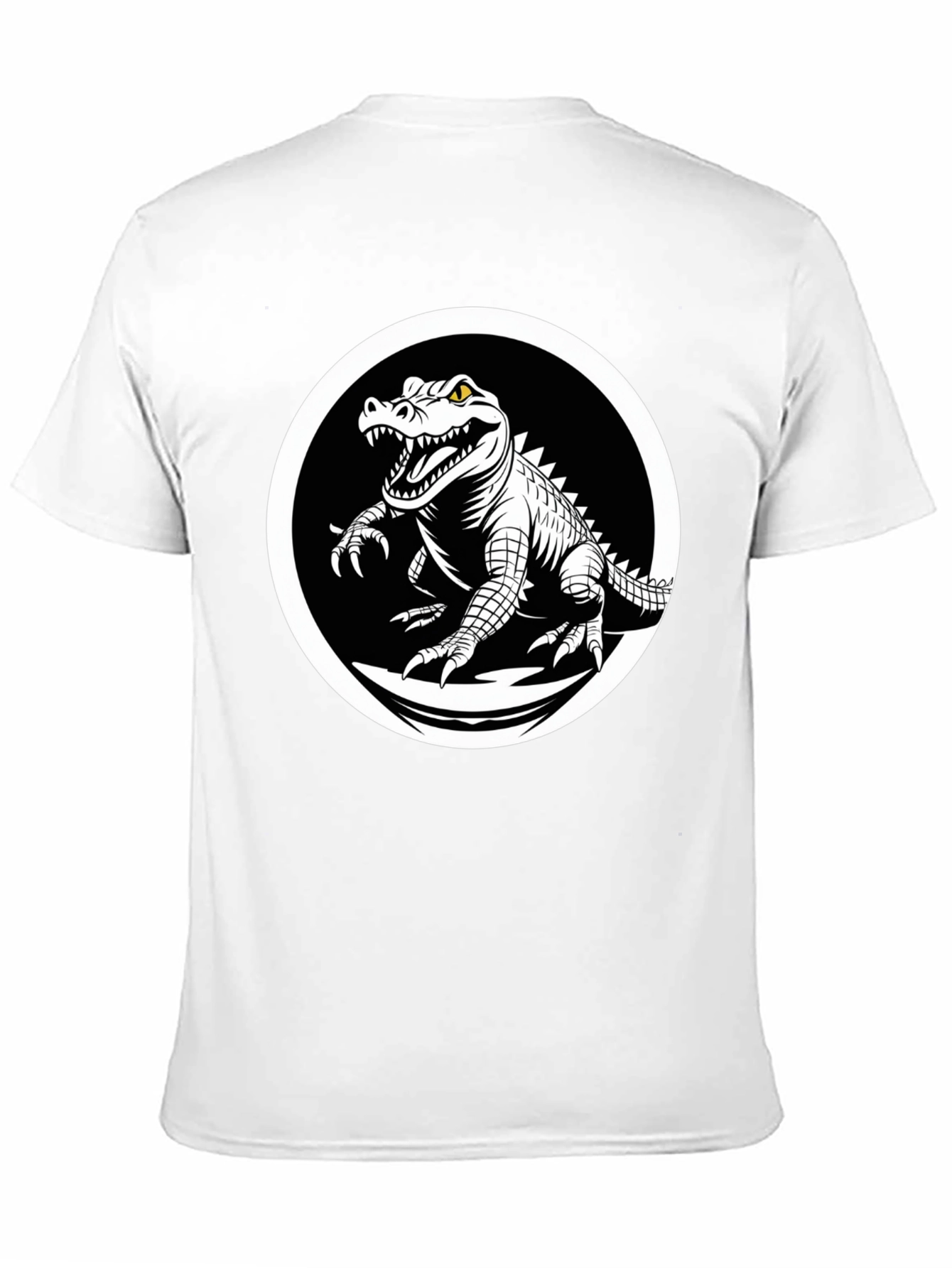 Camiseta Negra con Diseño de Cocodrilo en Círculo