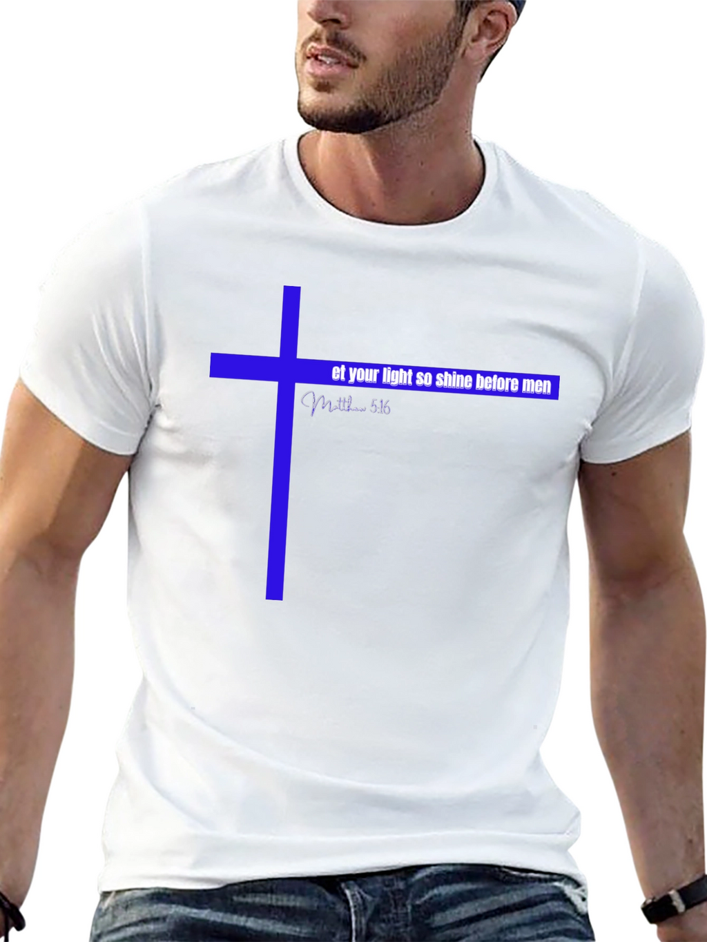 Camiseta Cristiana Azul Cruz Brille su Luz