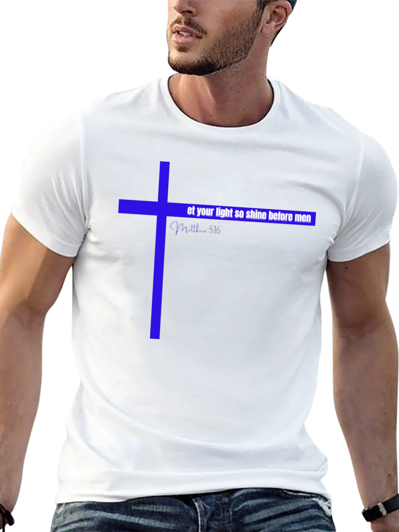 Camiseta Cristiana Azul Cruz Brille su Luz
