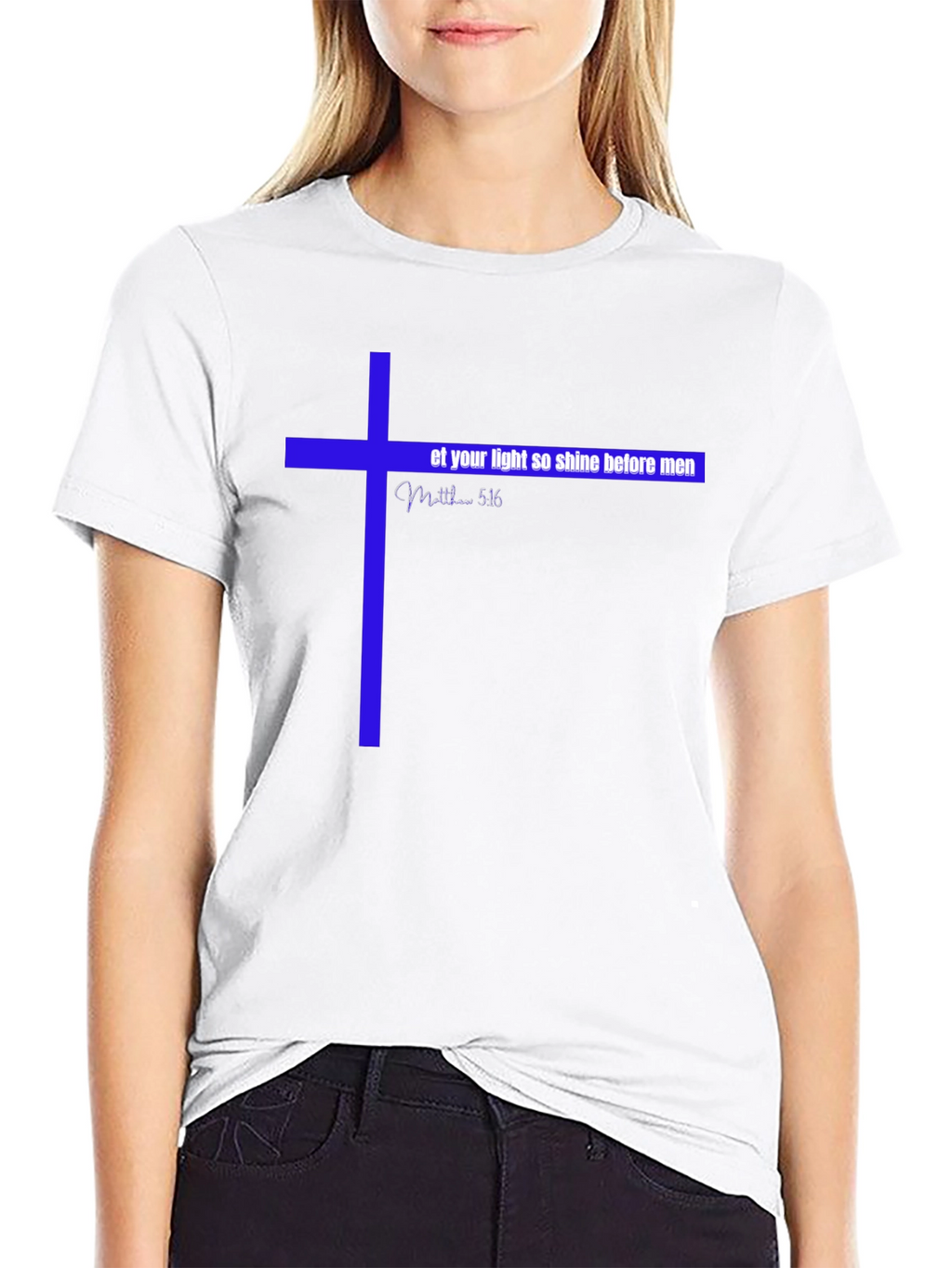 Camiseta Cristiana Azul Cruz Brille su Luz