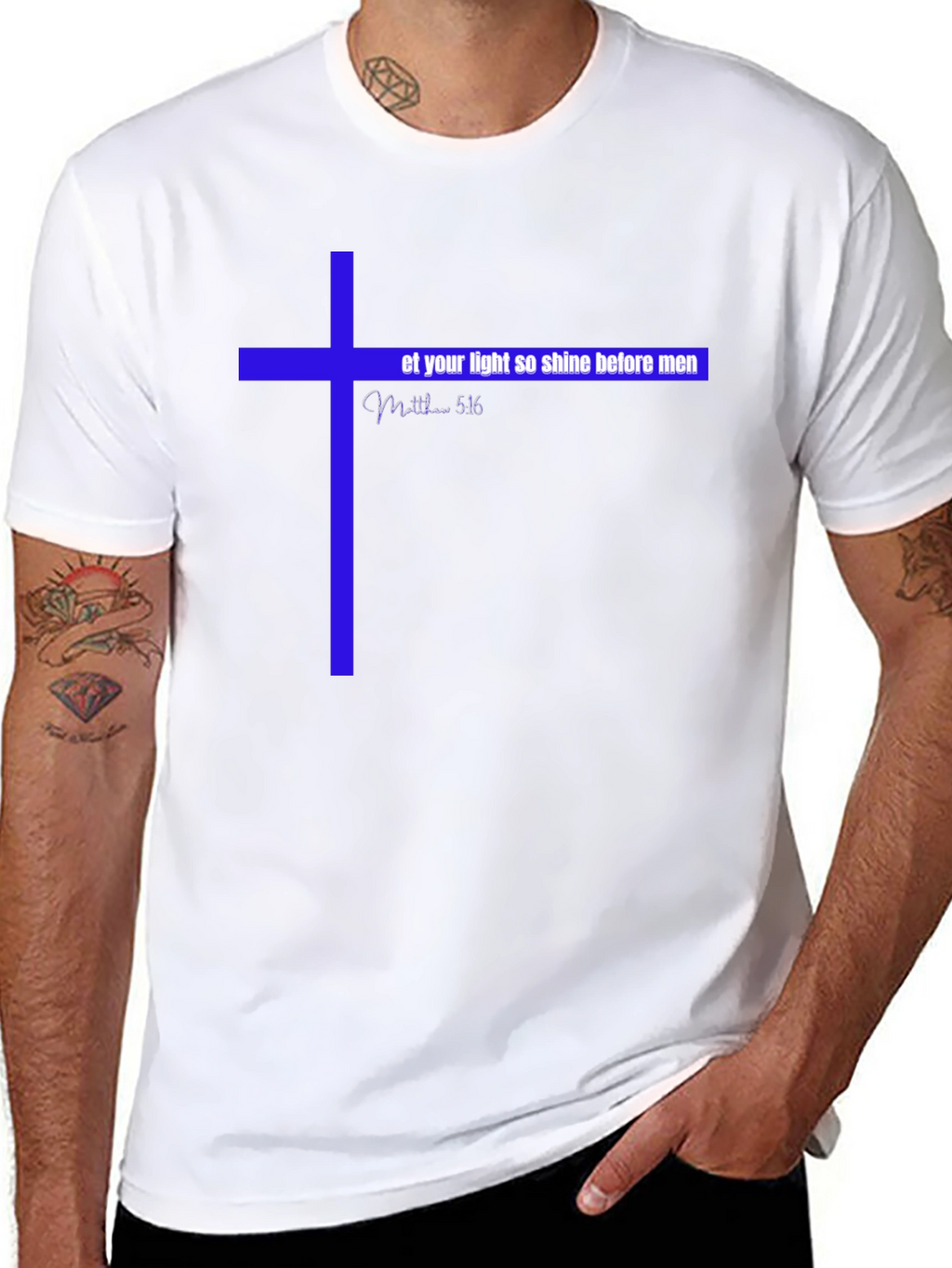Camiseta Cristiana Azul Cruz Brille su Luz