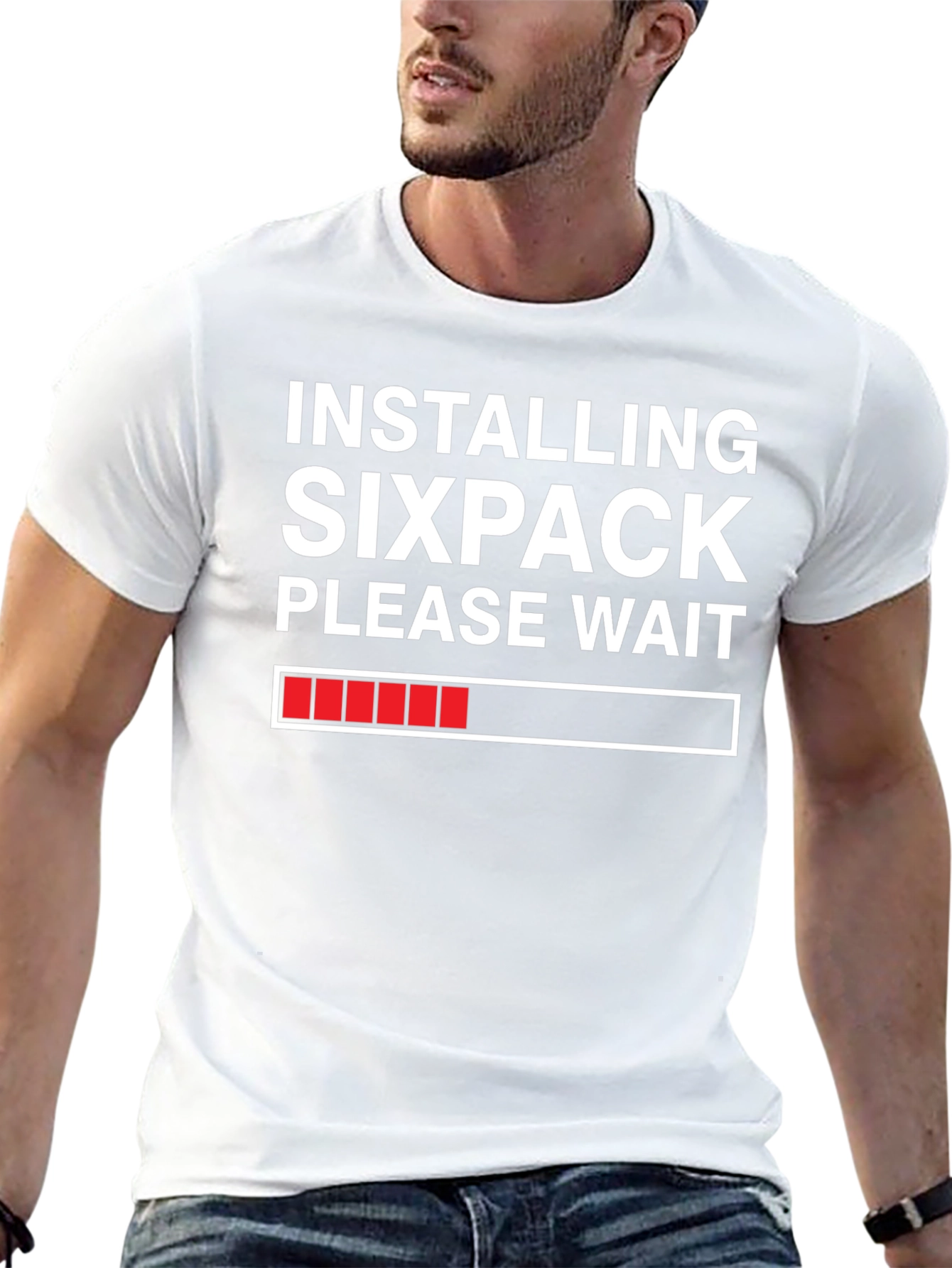 Camiseta Hombre: Instalando Sixpack Por Favor Espere