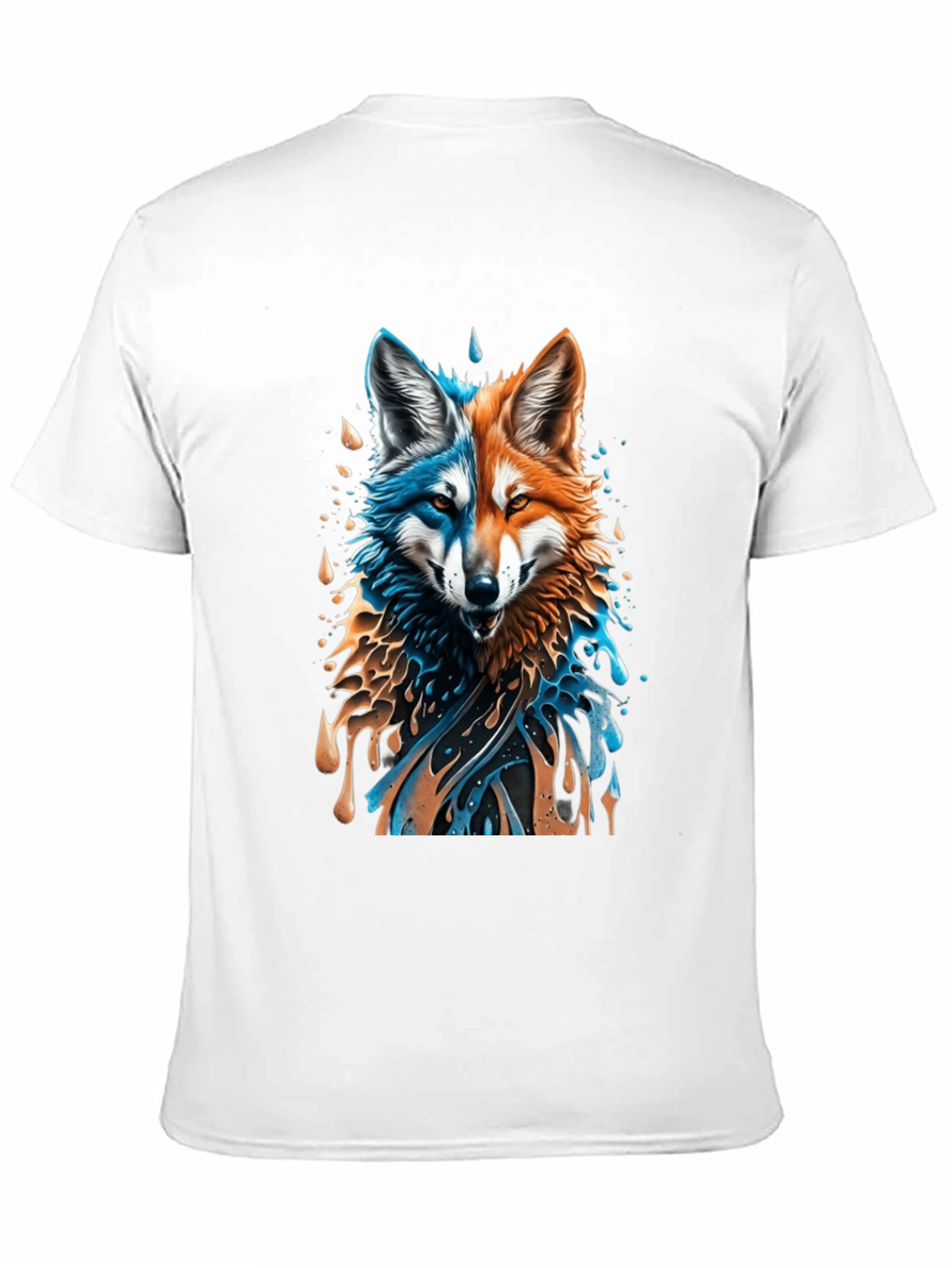 Camiseta Negra con Diseño de Lobo Dual