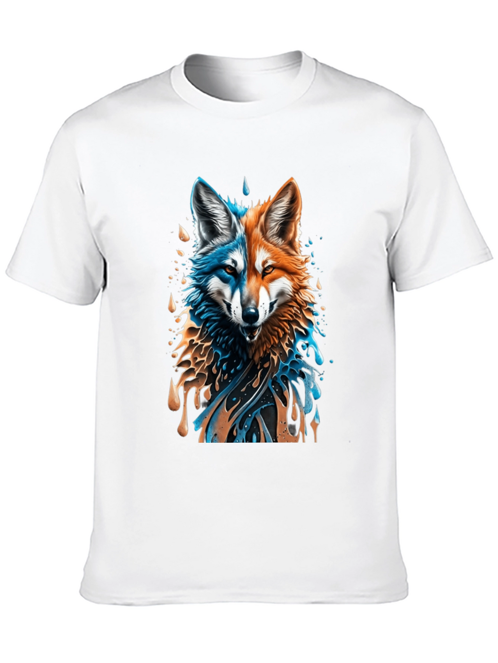 Camiseta Negra con Diseño de Lobo Dual