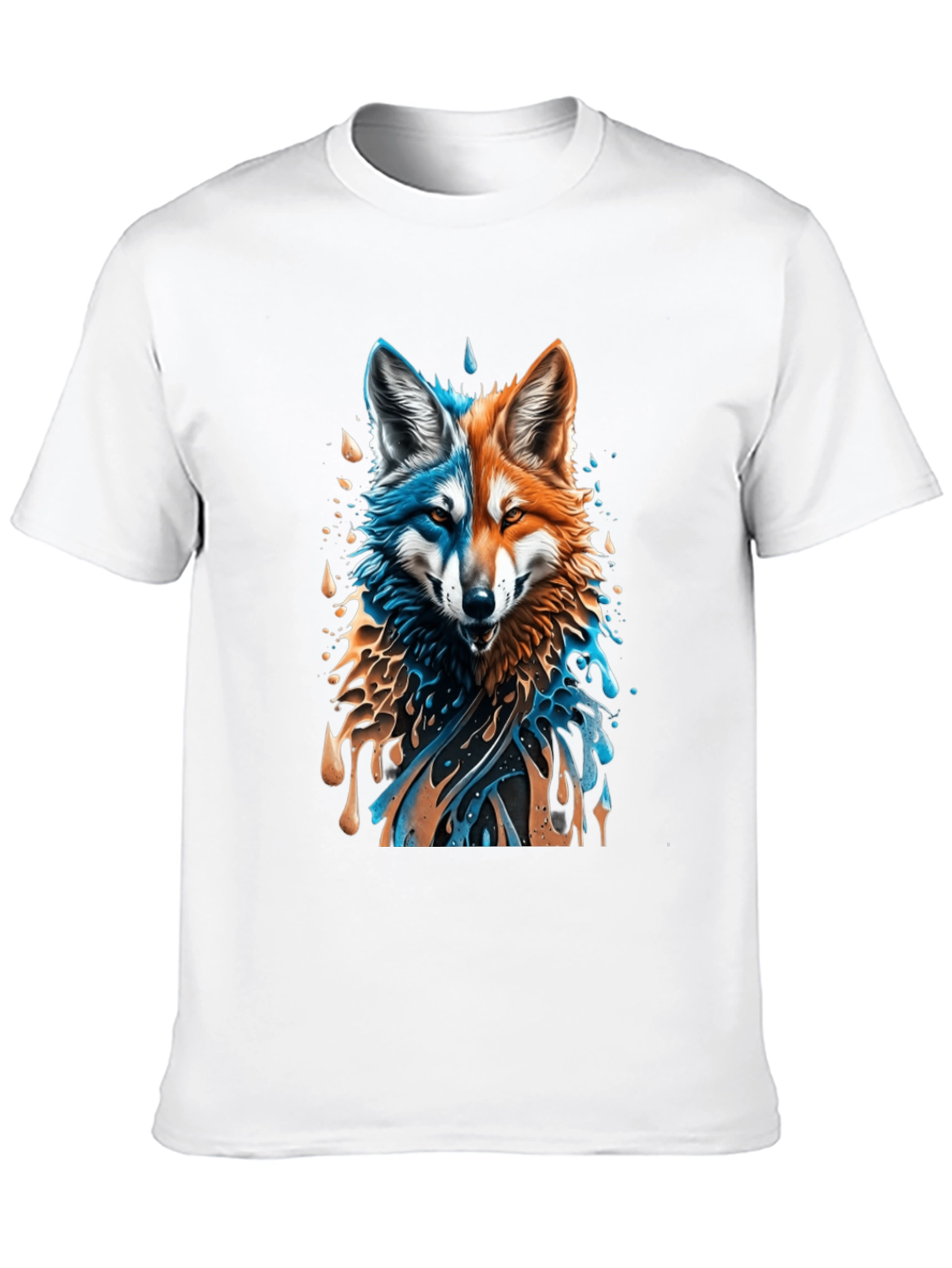 Camiseta Negra con Diseño de Lobo Dual