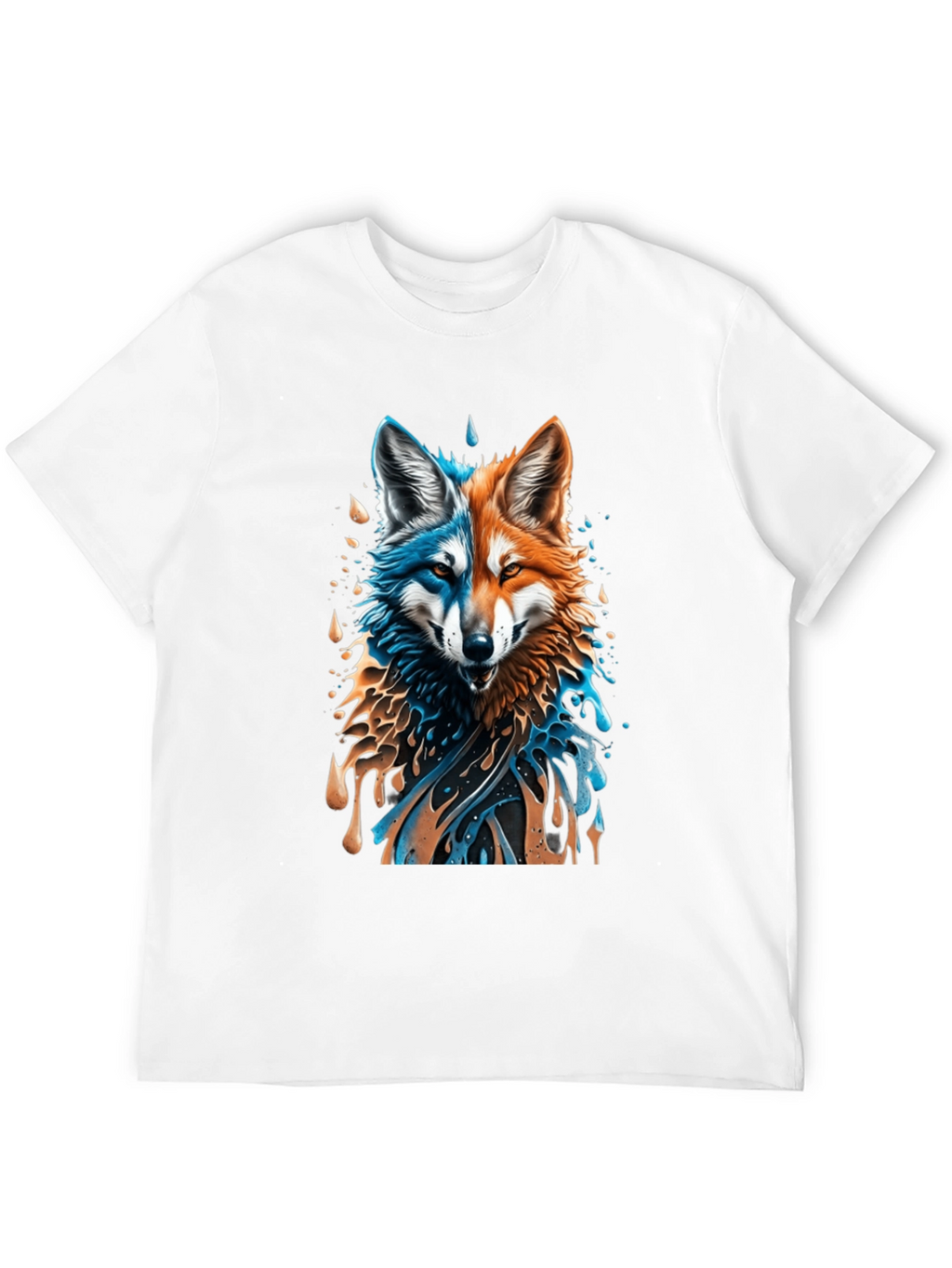 Camiseta Negra con Diseño de Lobo Dual