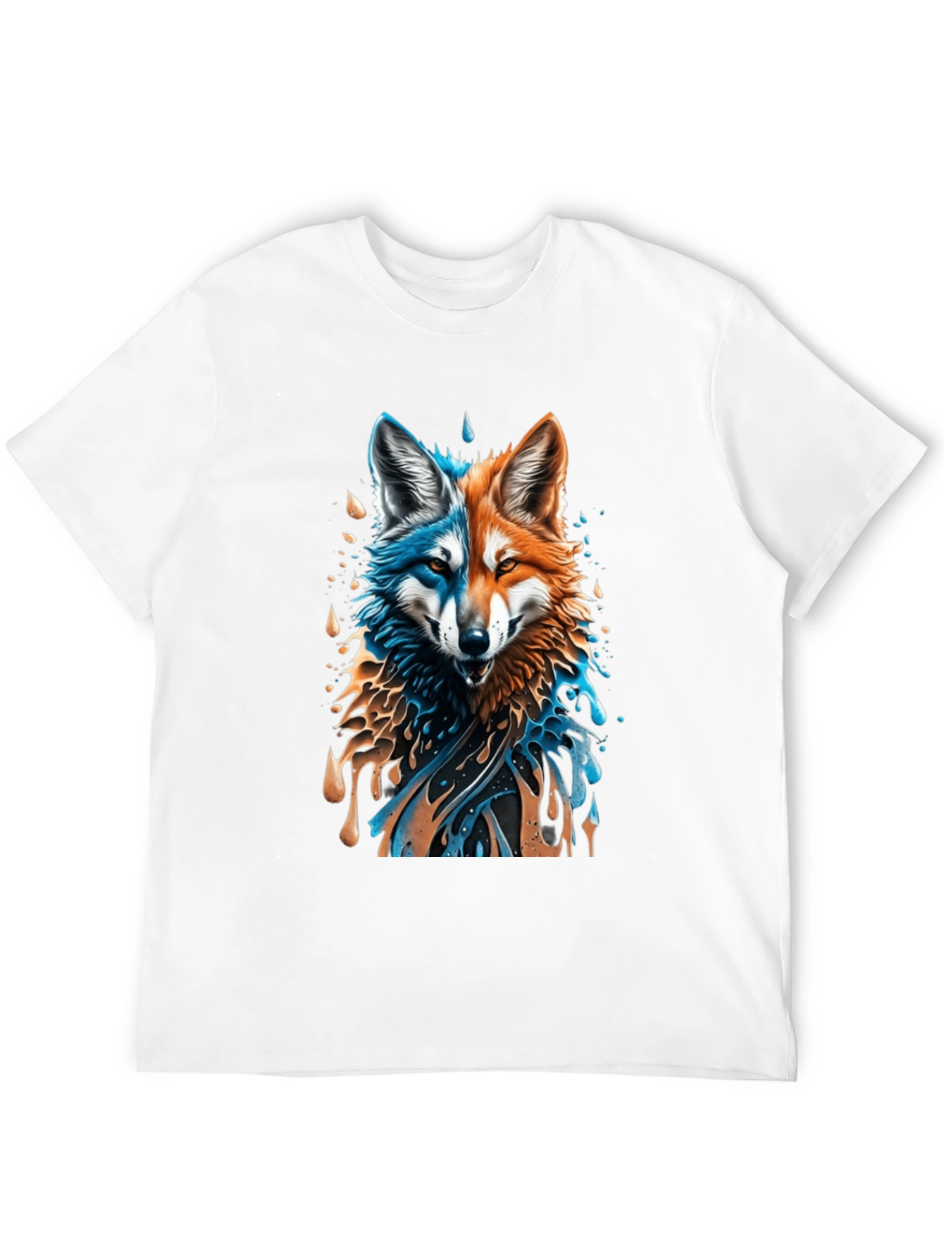 Camiseta Negra con Diseño de Lobo Dual