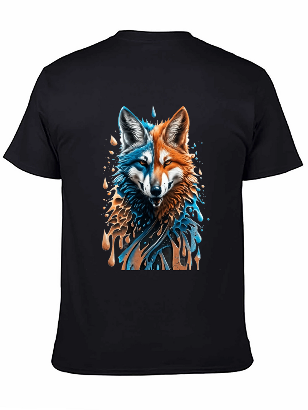 Camiseta Negra con Diseño de Lobo Dual