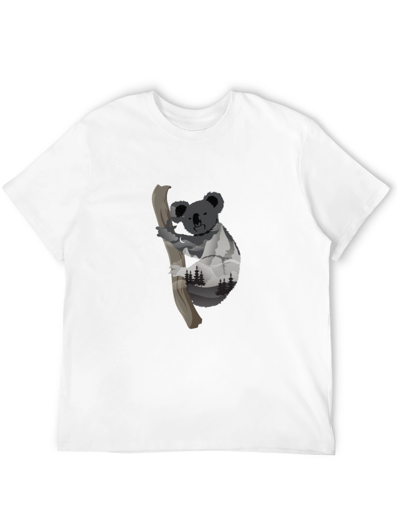 Camiseta Negra con Diseño de Koala y Montañas