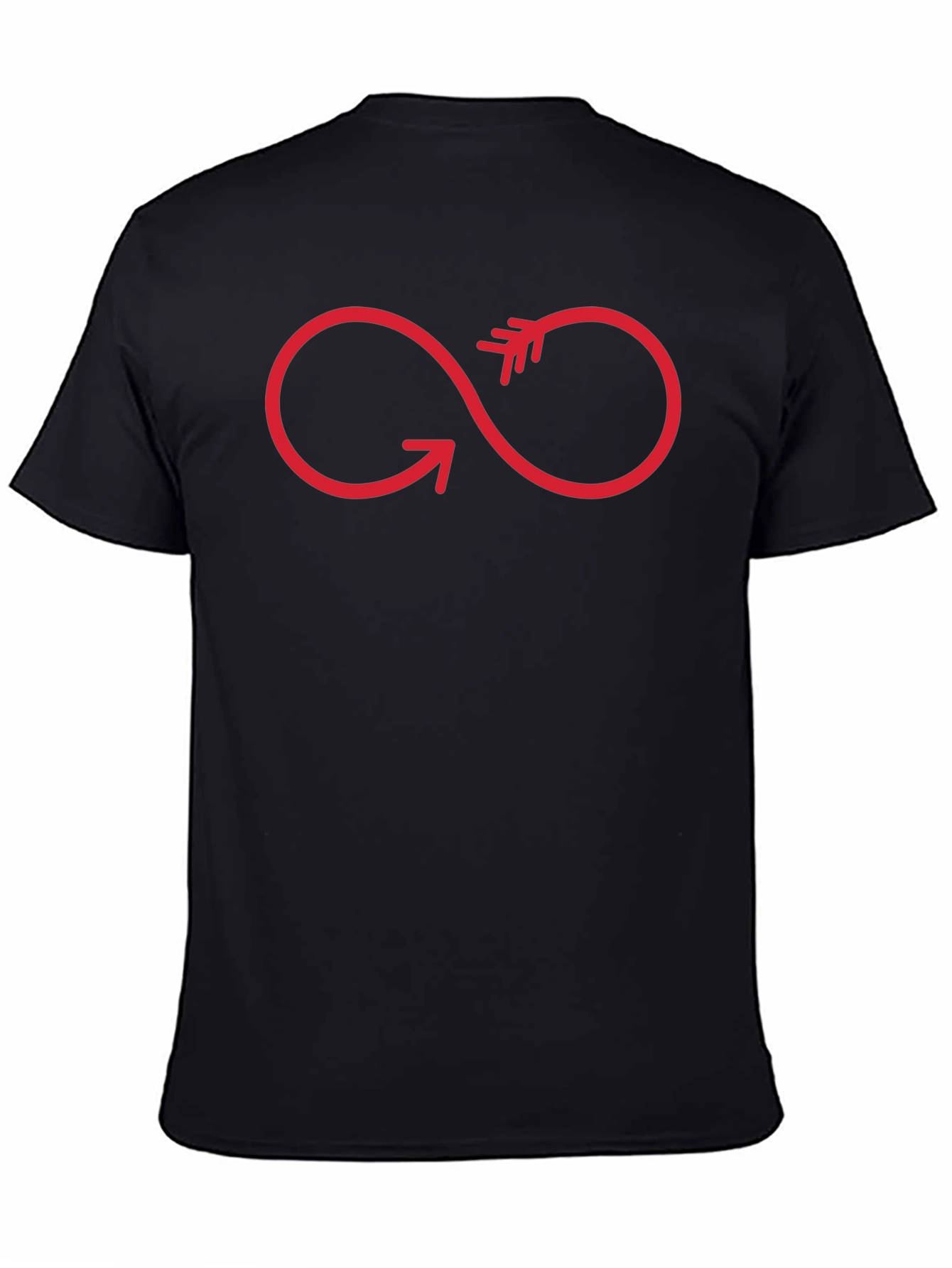 Camiseta Negra con Diseño de Flecha Infinita Roja