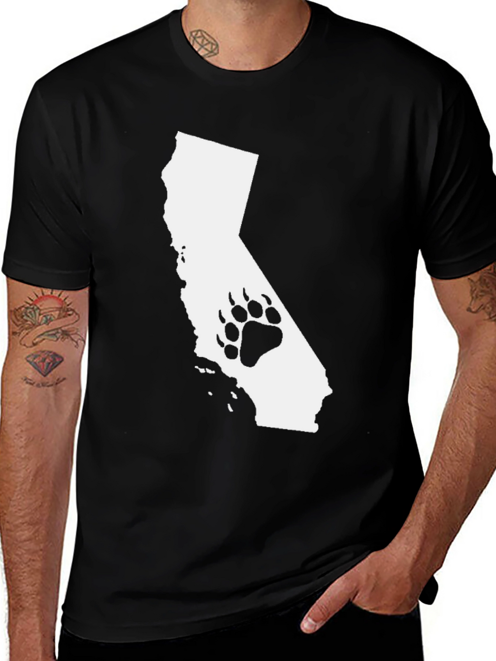 Camiseta Negra California Bear Paw