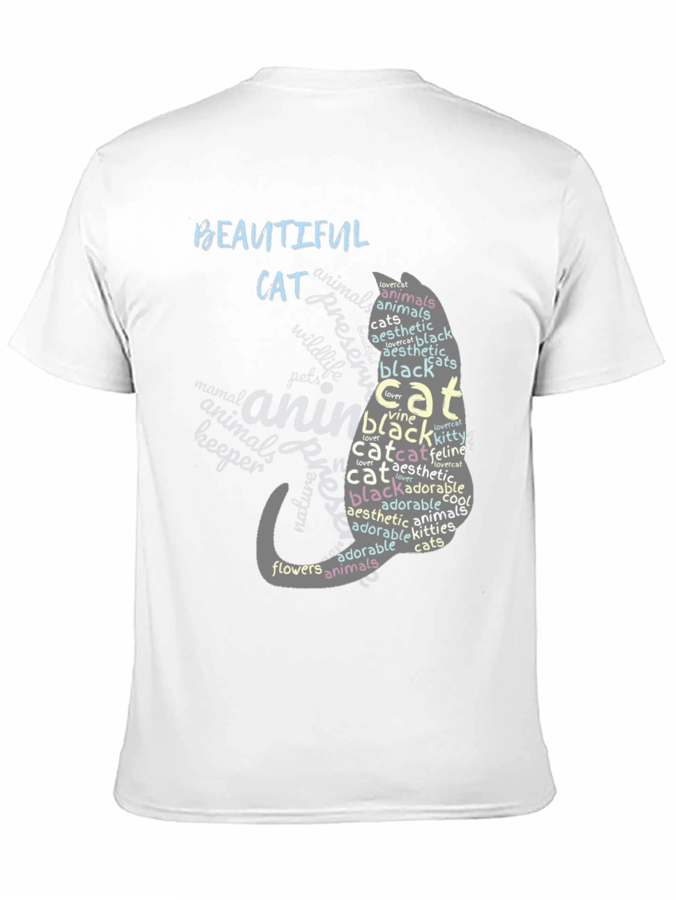 Camiseta Negra con Diseño de Gato y Palabras