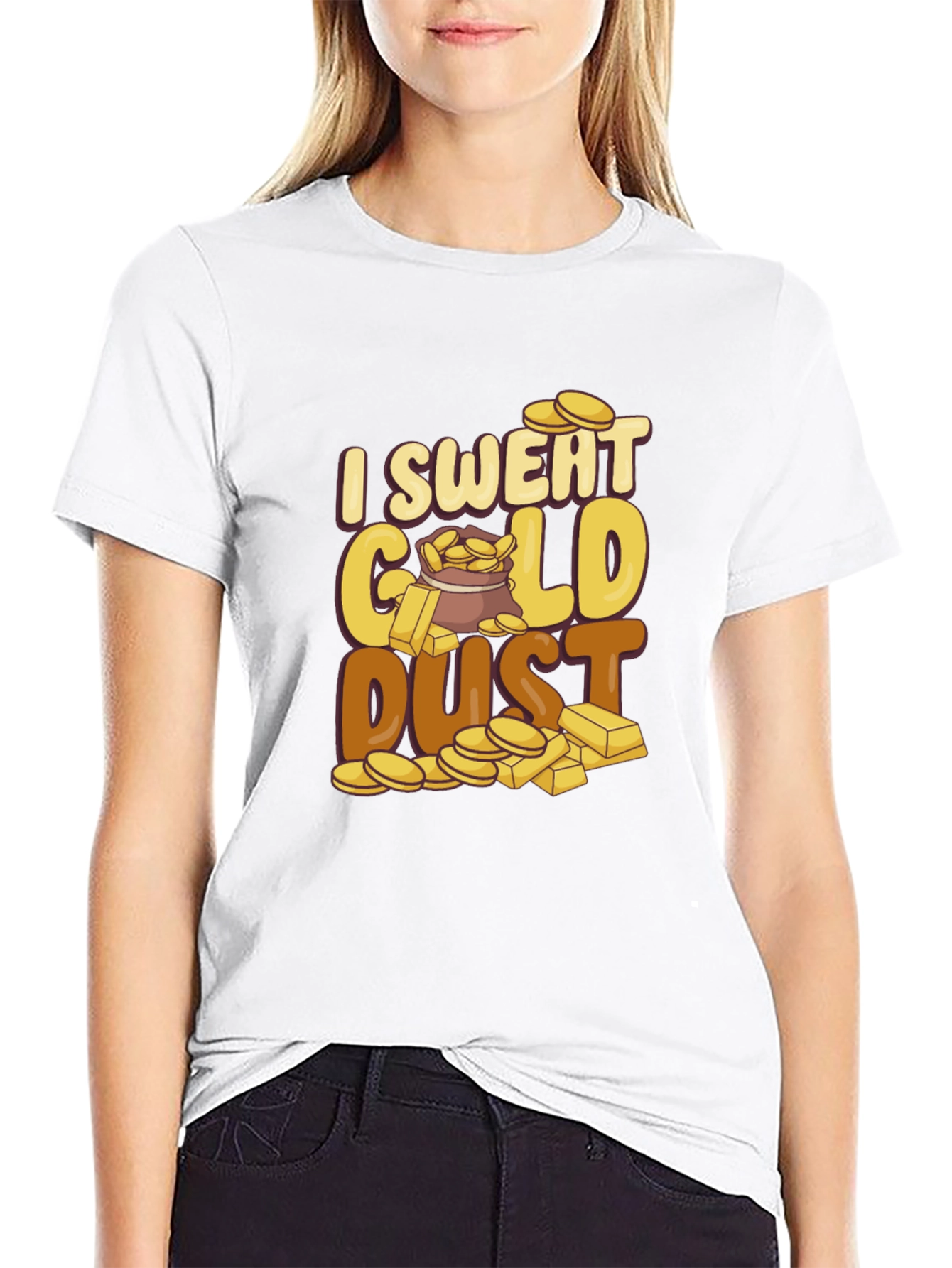Camiseta Negra con Diseño de Oro