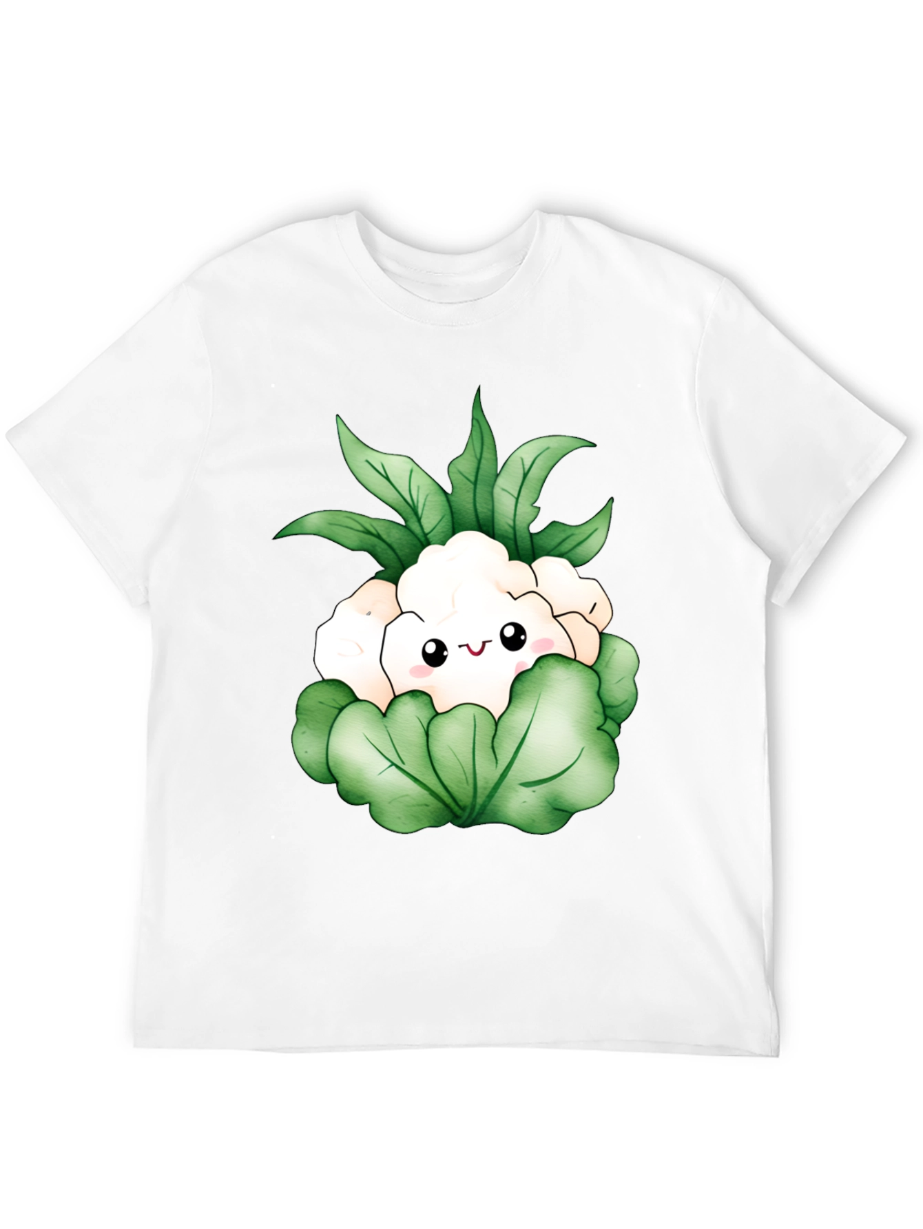 Camiseta Negra con Diseño de Coliflor Kawaii