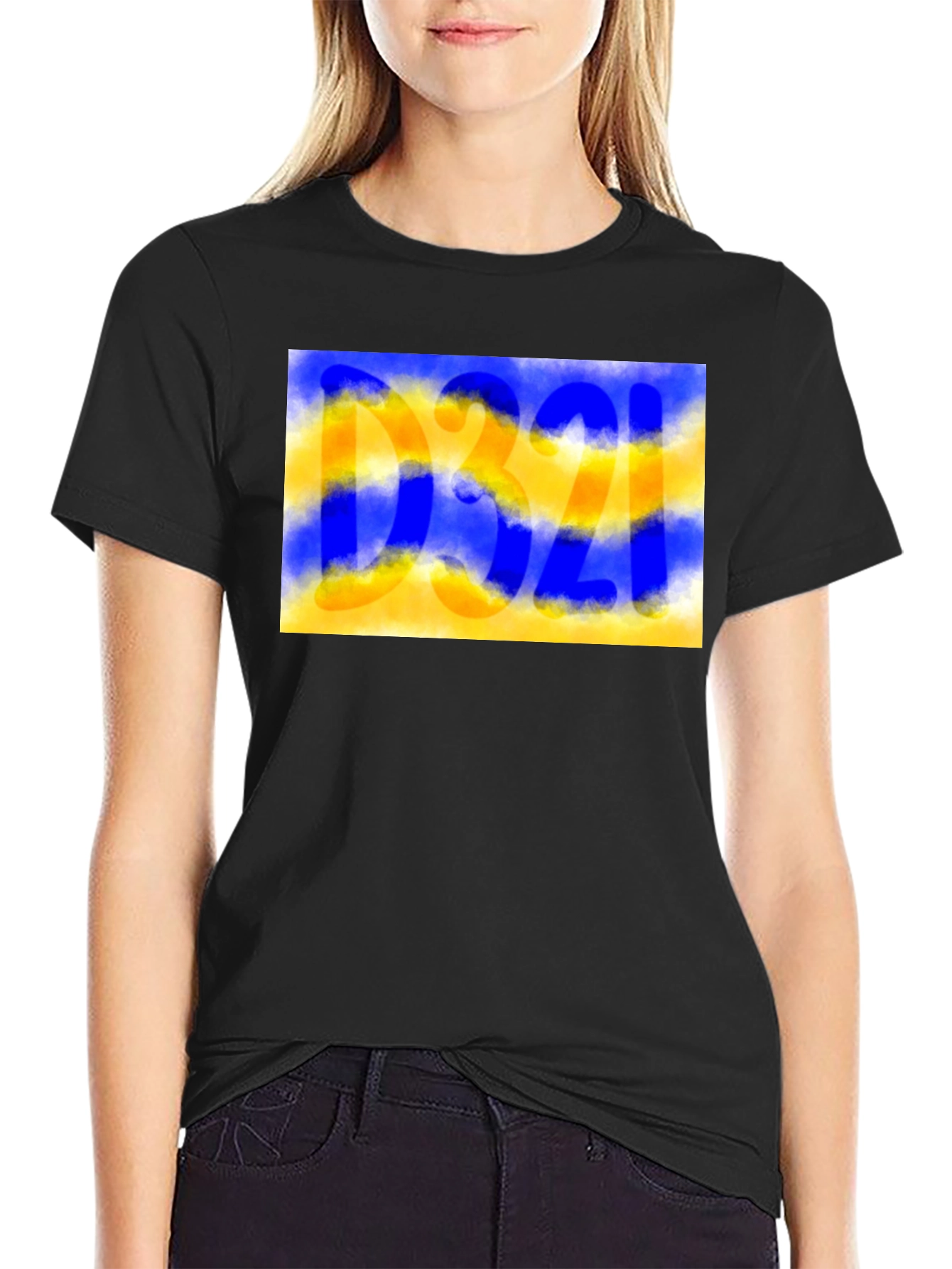 Camiseta Negra con Diseño Abstracto D321