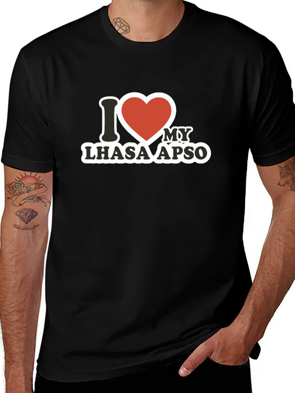 Camiseta Negra Amo a mi Lhasa Apso