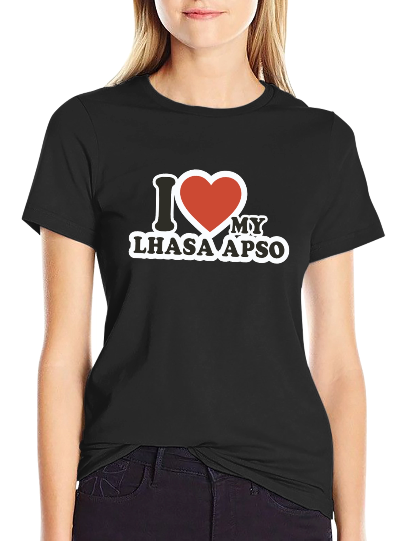 Camiseta Negra Amo a mi Lhasa Apso