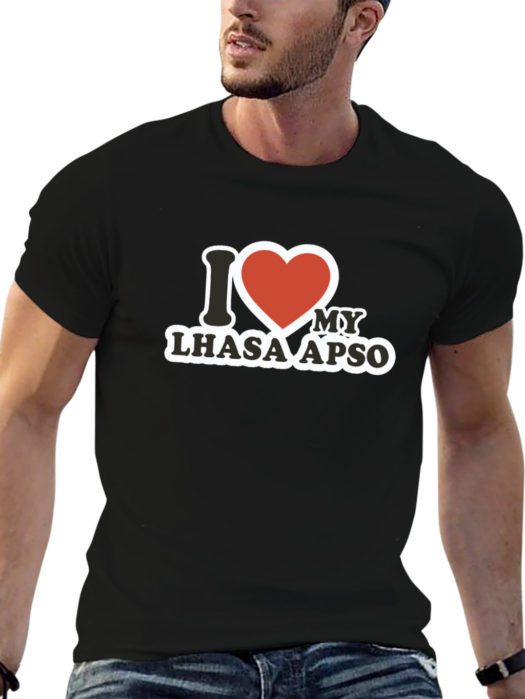 Camiseta Negra Amo a mi Lhasa Apso