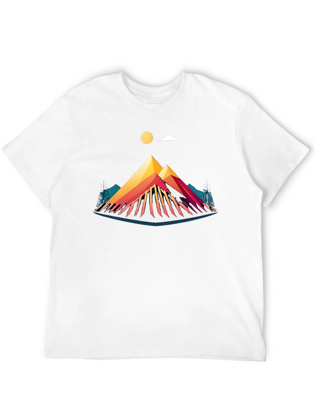 Camiseta Negra con Diseño de Montaña Abstracta