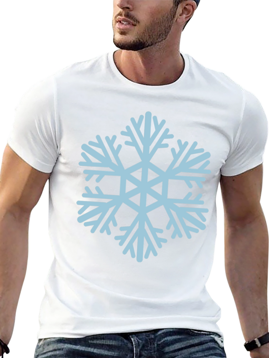 Camiseta Negra con Copo de Nieve Azul