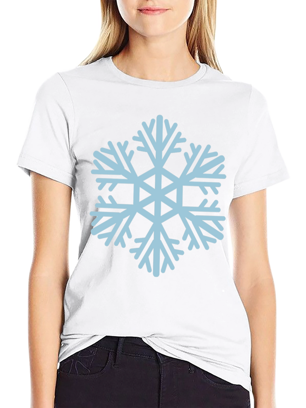 Camiseta Negra con Copo de Nieve Azul