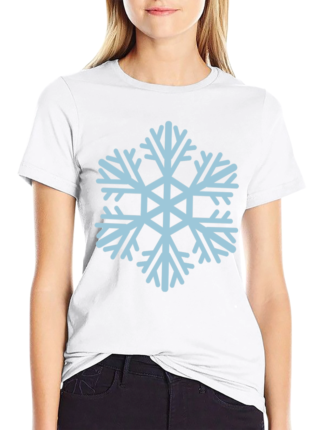 Camiseta Negra con Copo de Nieve Azul