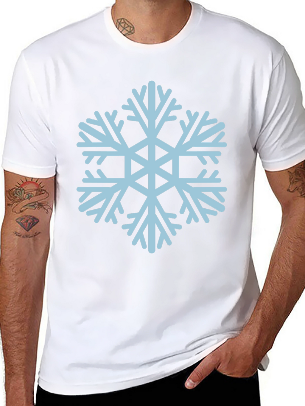 Camiseta Negra con Copo de Nieve Azul