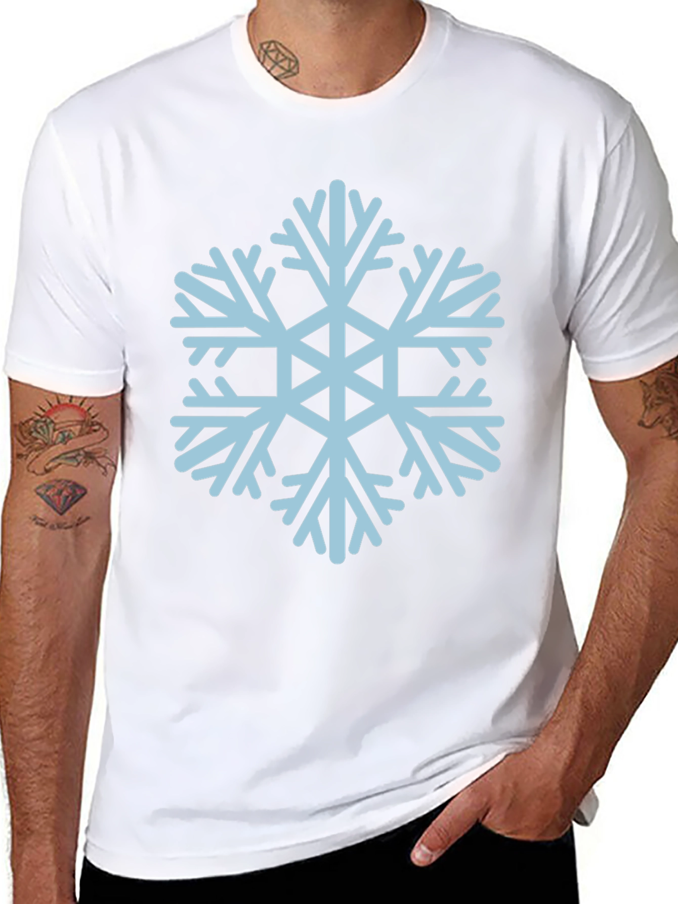 Camiseta Negra con Copo de Nieve Azul