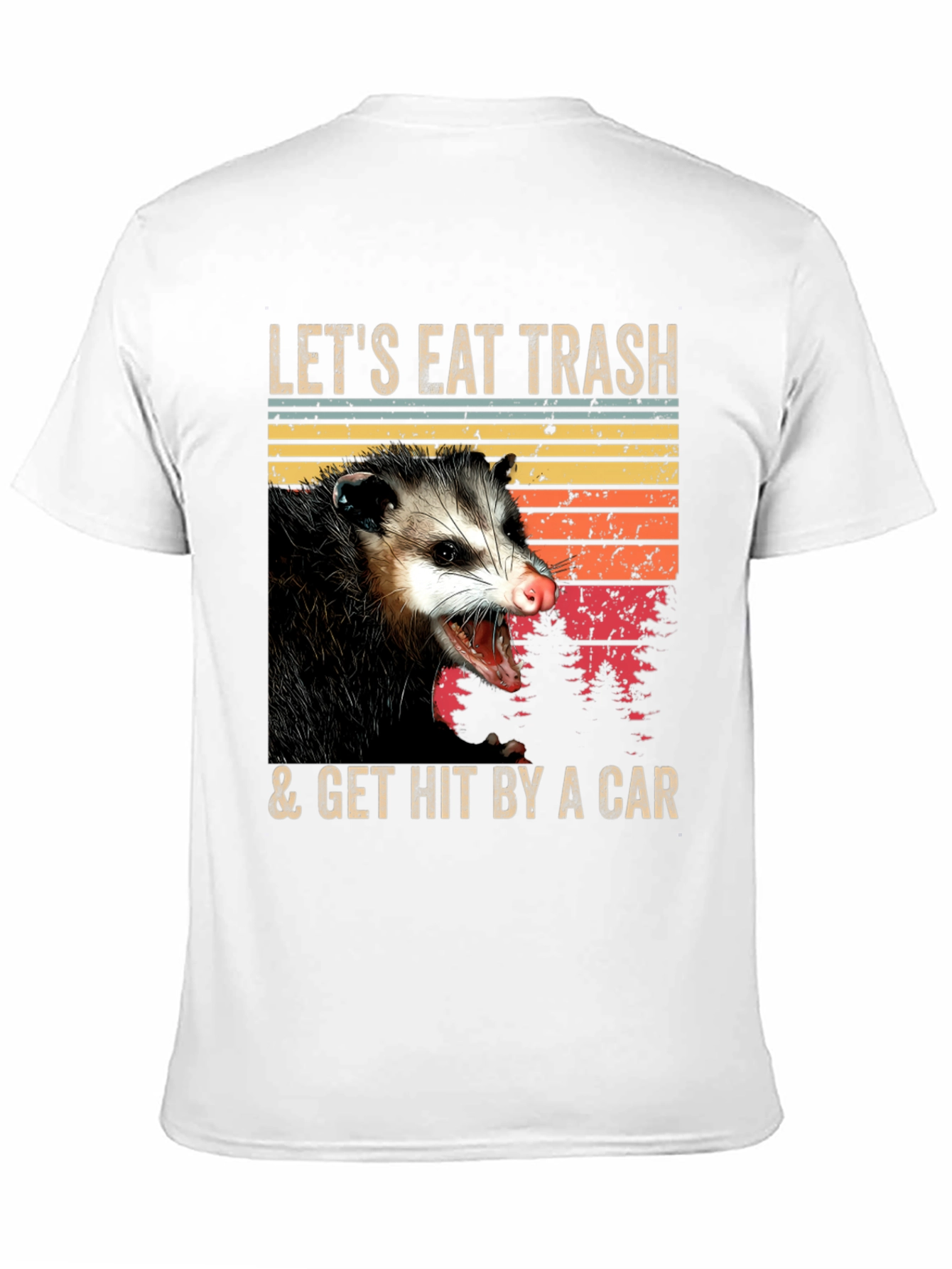 Camiseta Gráfica Vintage Zarigüeya Comer Basura