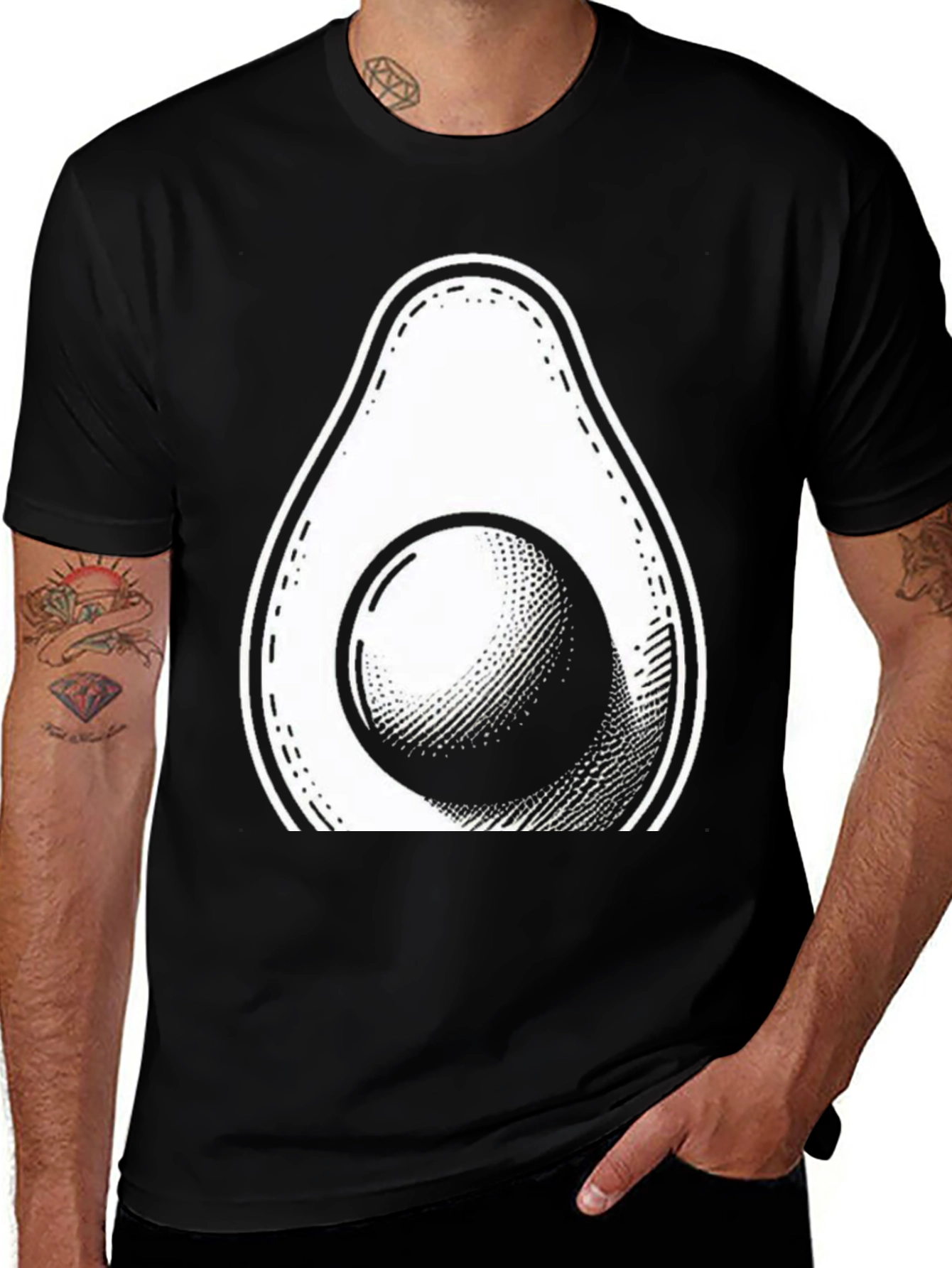 Camiseta Negra con Diseño de Aguacate