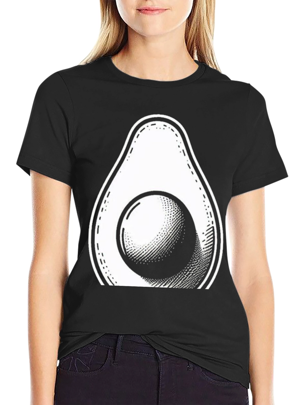 Camiseta Negra con Diseño de Aguacate